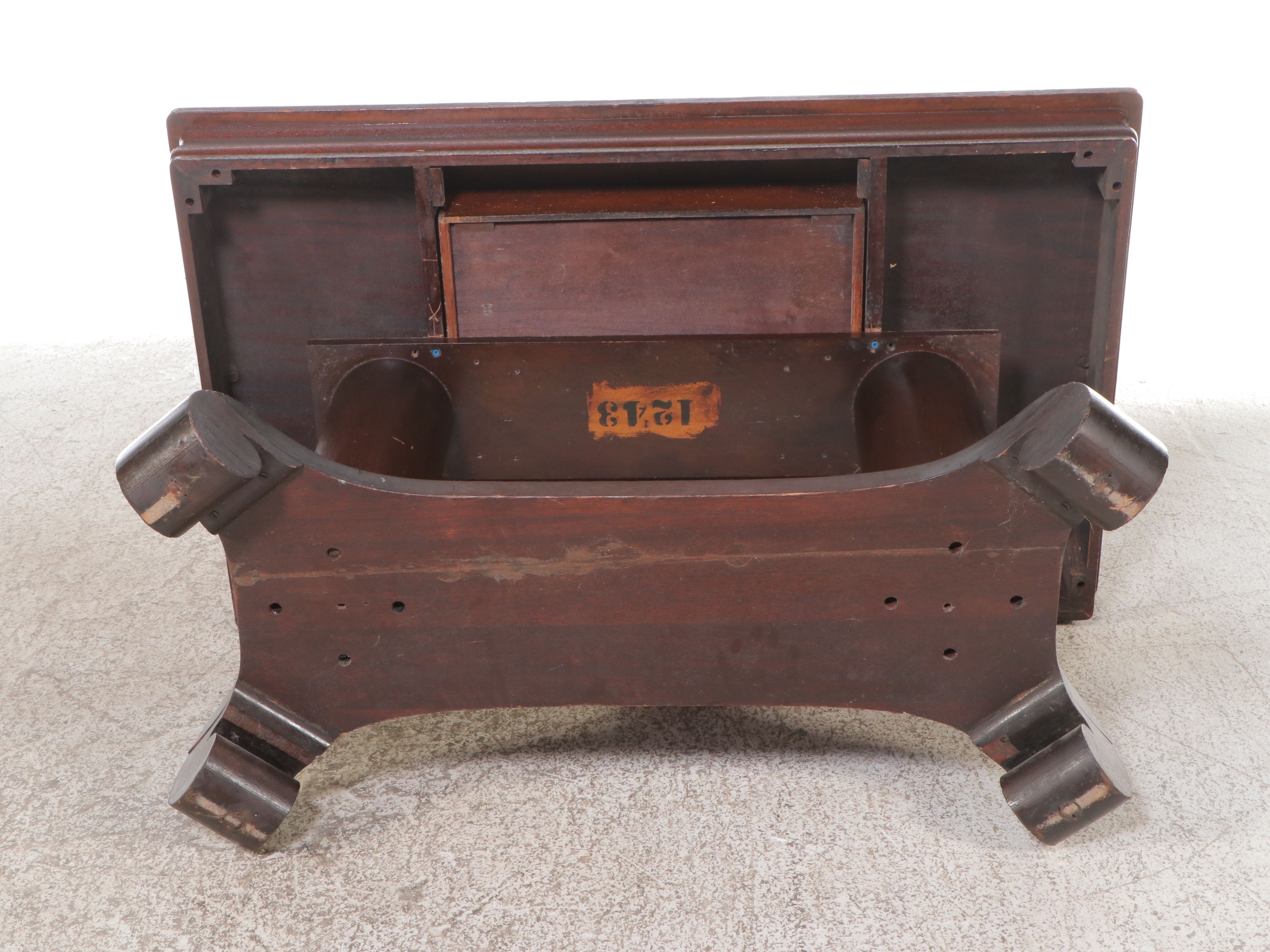 American Empire Style Mahogany Library Table with Center Drawer