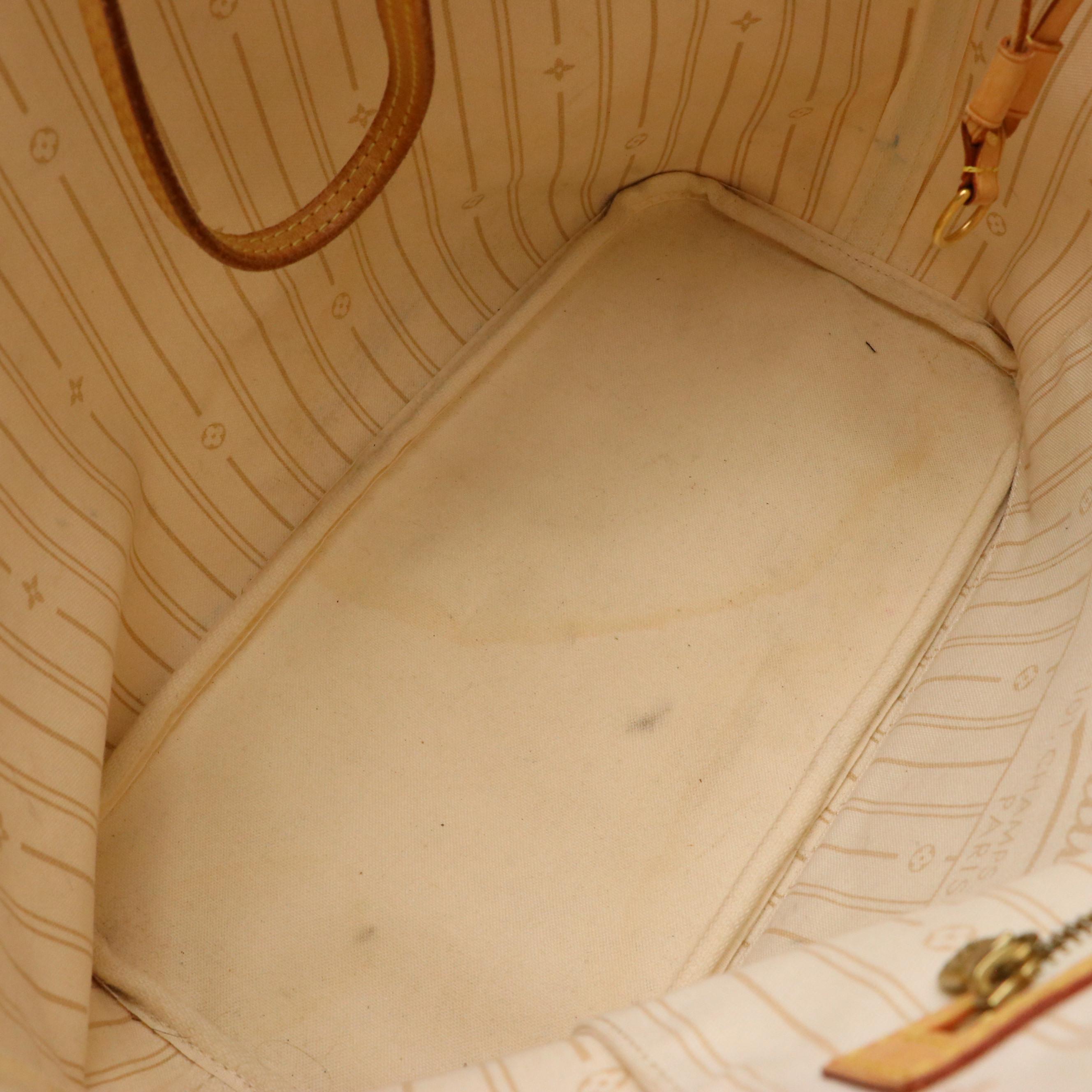 Louis Vuitton Neverfull MM Tote in Damier Azur Canvas and Vachetta Leather