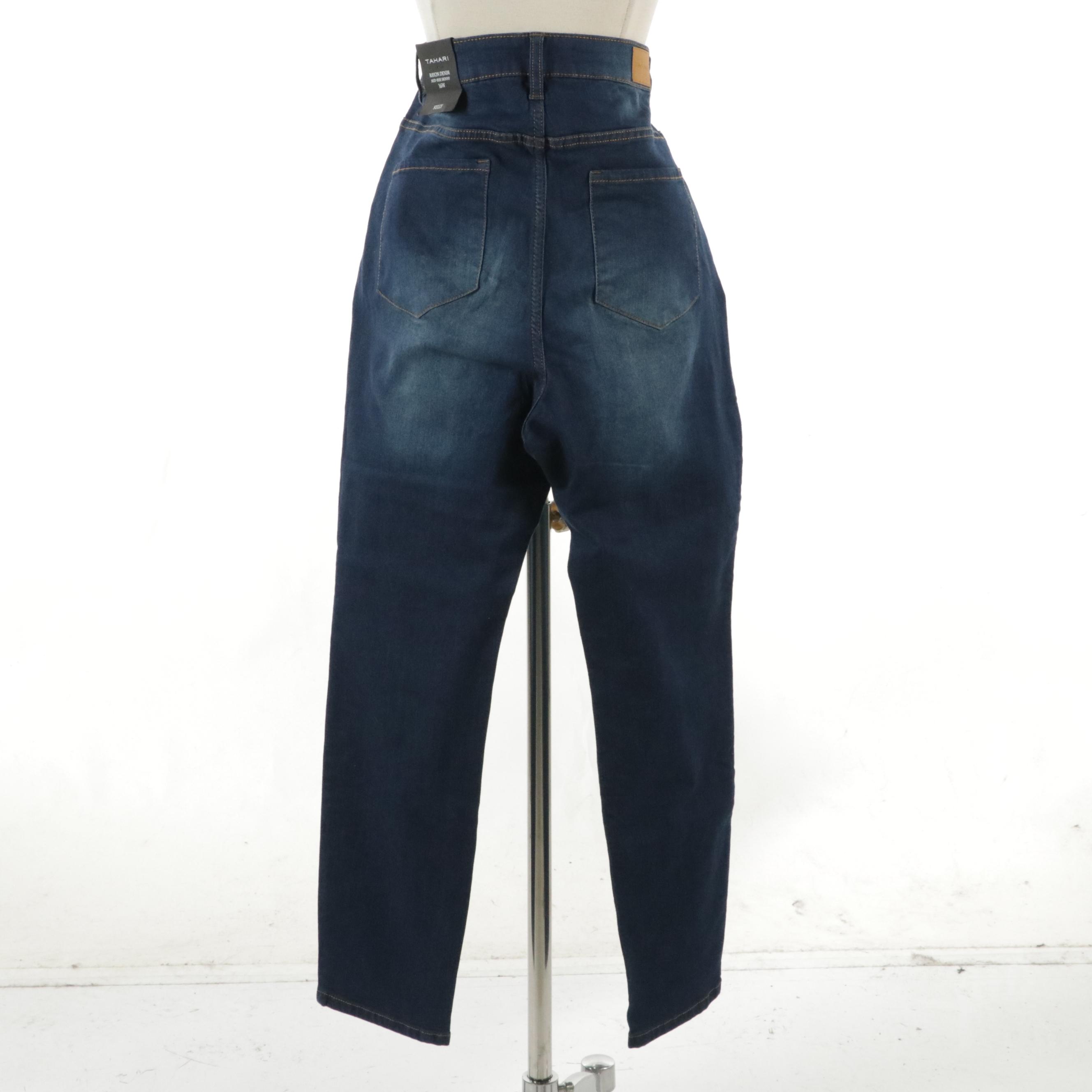 Tahari "Kelly" Mid-Rise Skinny Valence Wash Denim Jeans, With Tags