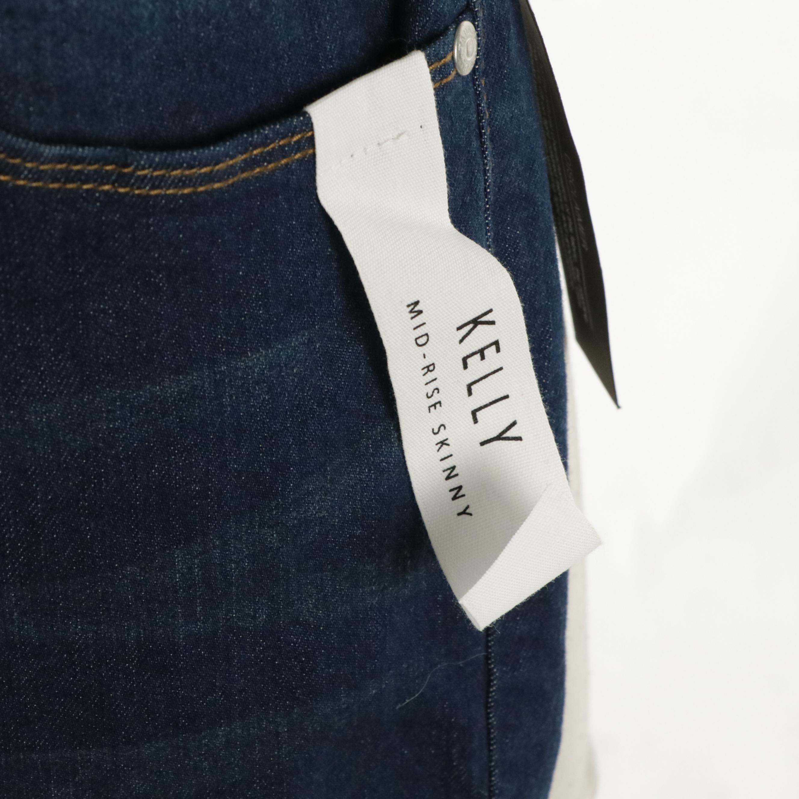 Tahari "Kelly" Mid-Rise Skinny Valence Wash Denim Jeans, With Tags