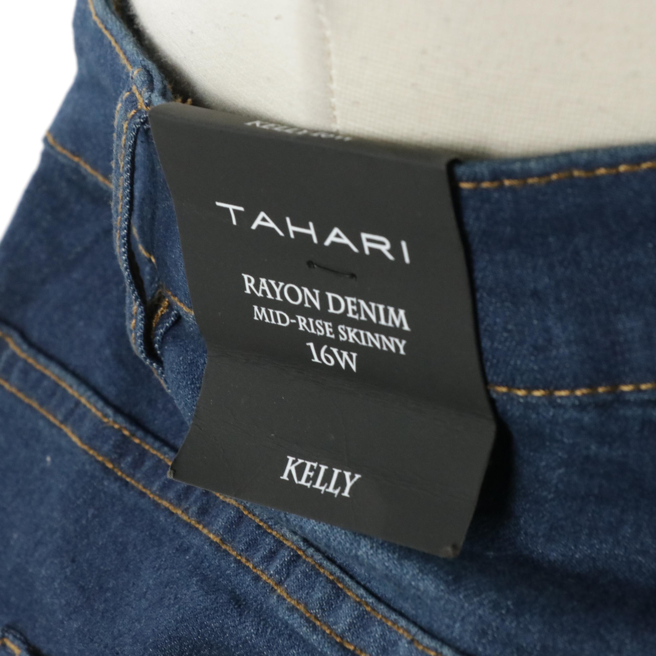 Tahari "Kelly" Mid-Rise Skinny Valence Wash Denim Jeans, With Tags