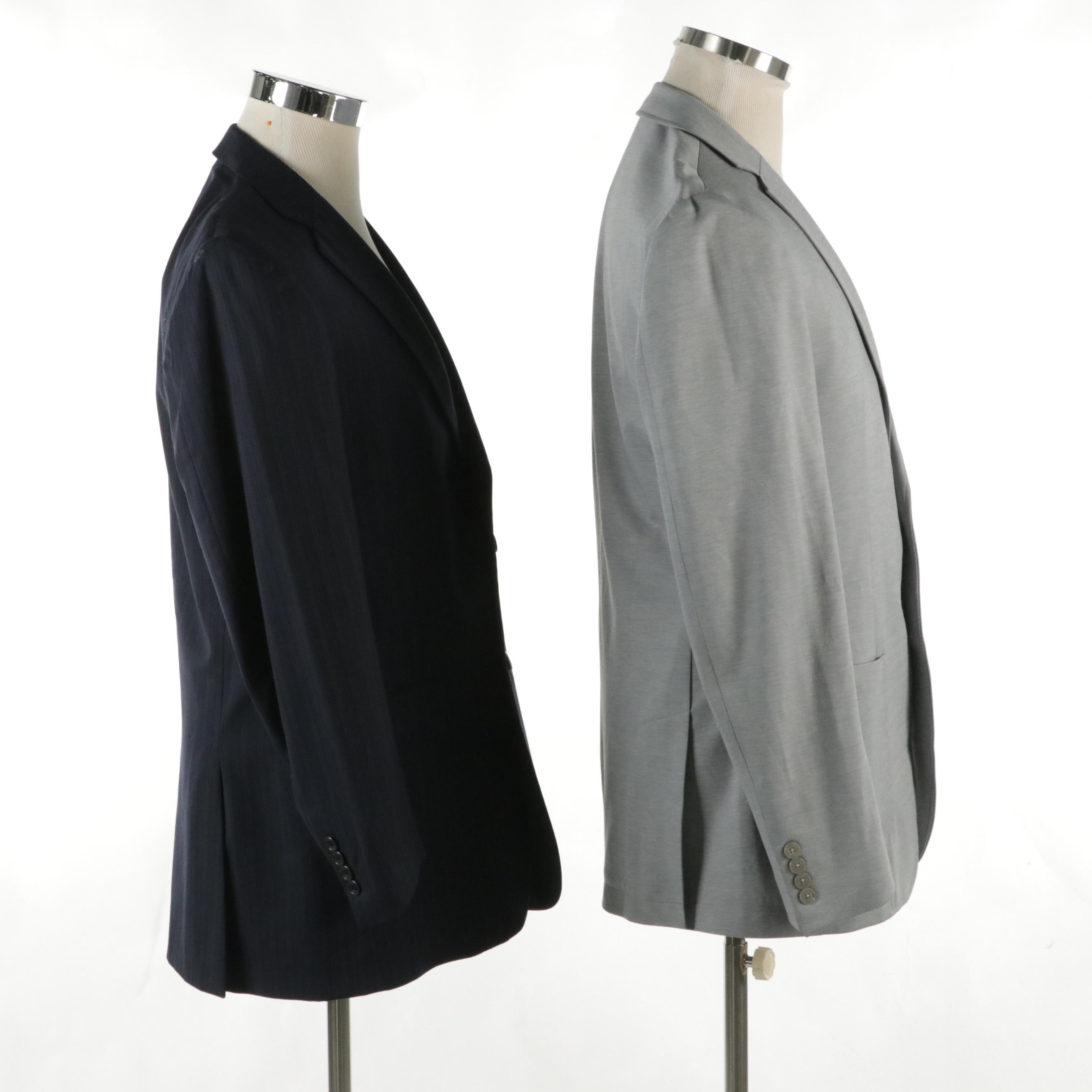 Men's Burberry Striped Wool and Calvin Klein Light Grey Cotton Blend Blazers