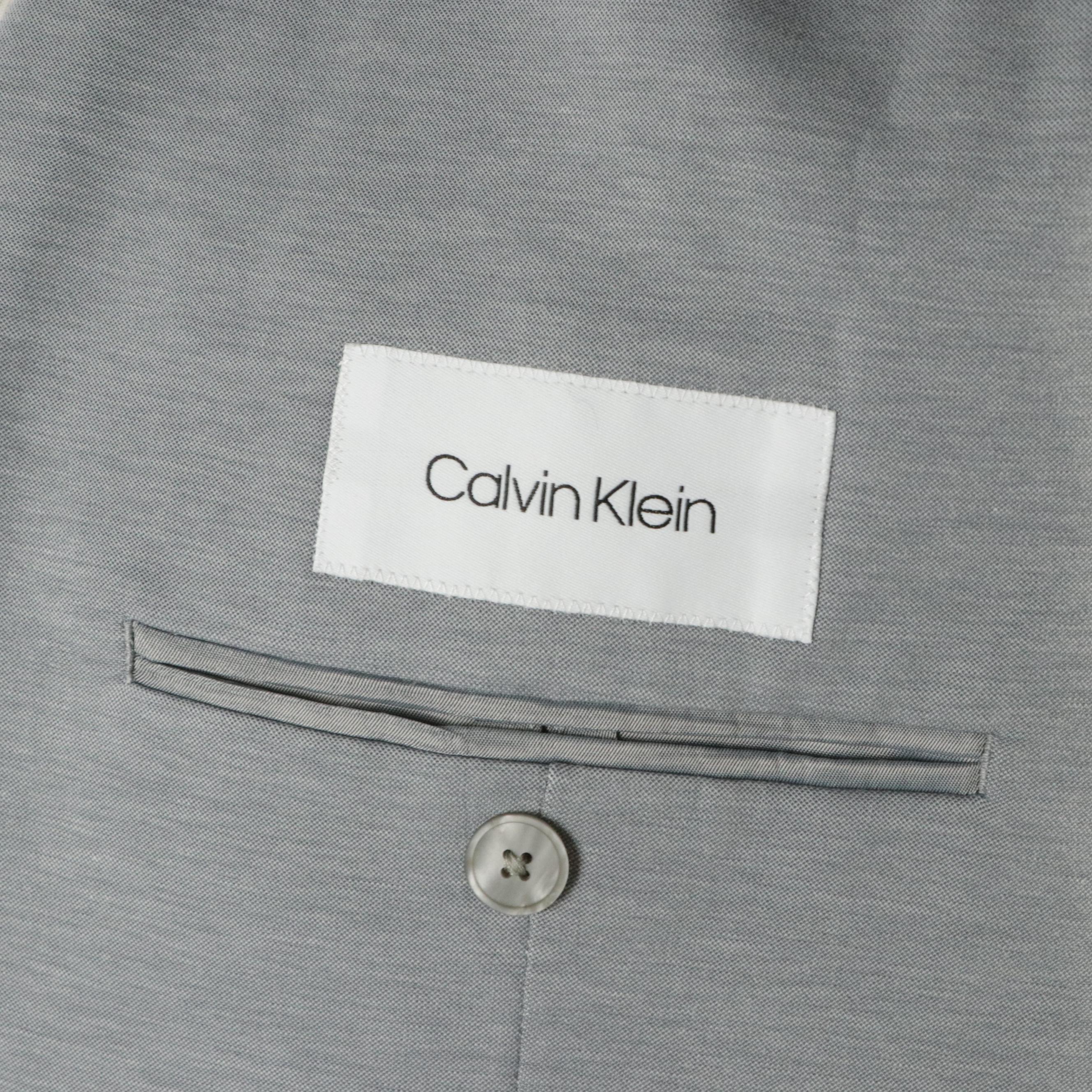 Men's Burberry Striped Wool and Calvin Klein Light Grey Cotton Blend Blazers