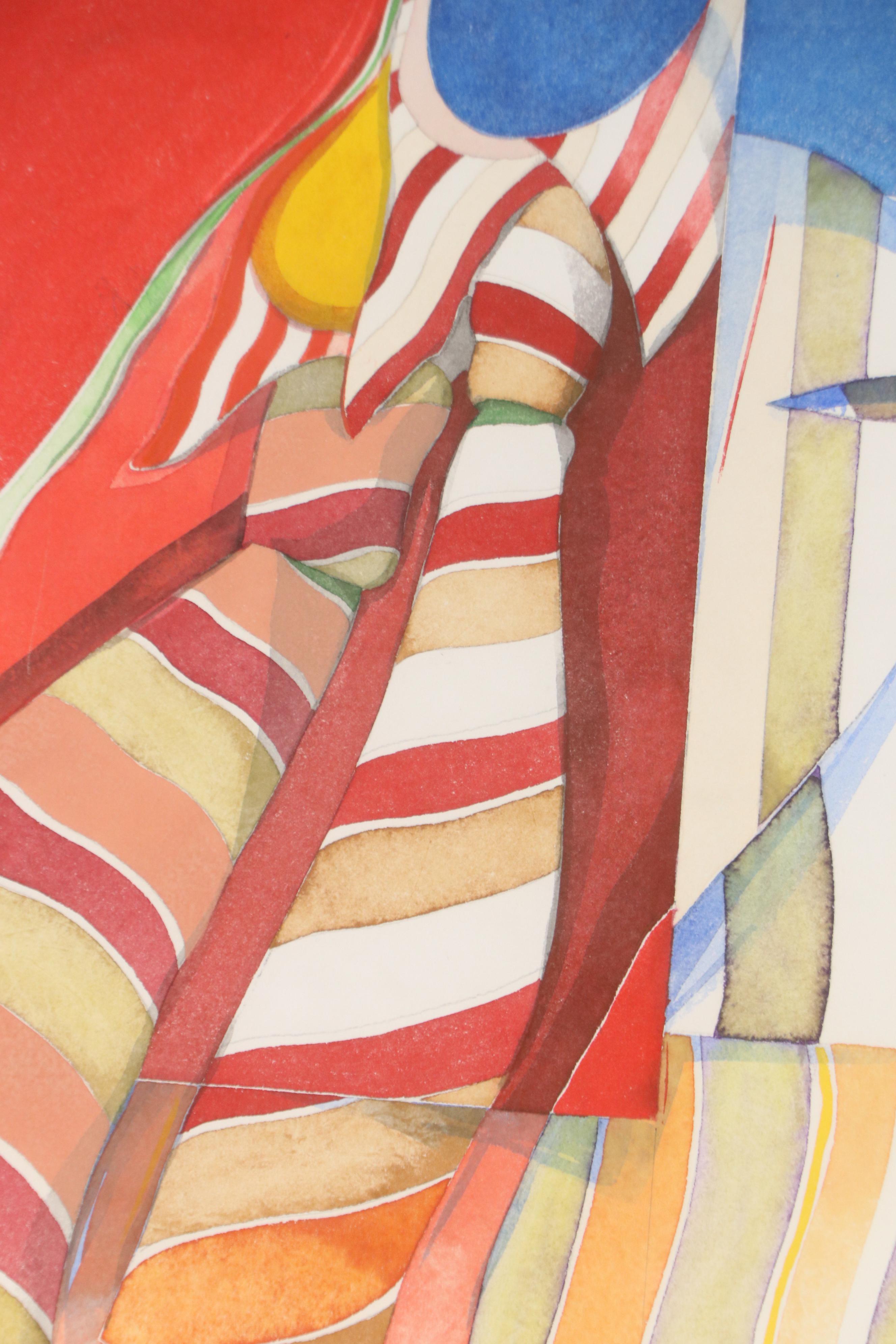 Frederick Lynch Abstract Watercolor "Unconventional Gesture," 1977