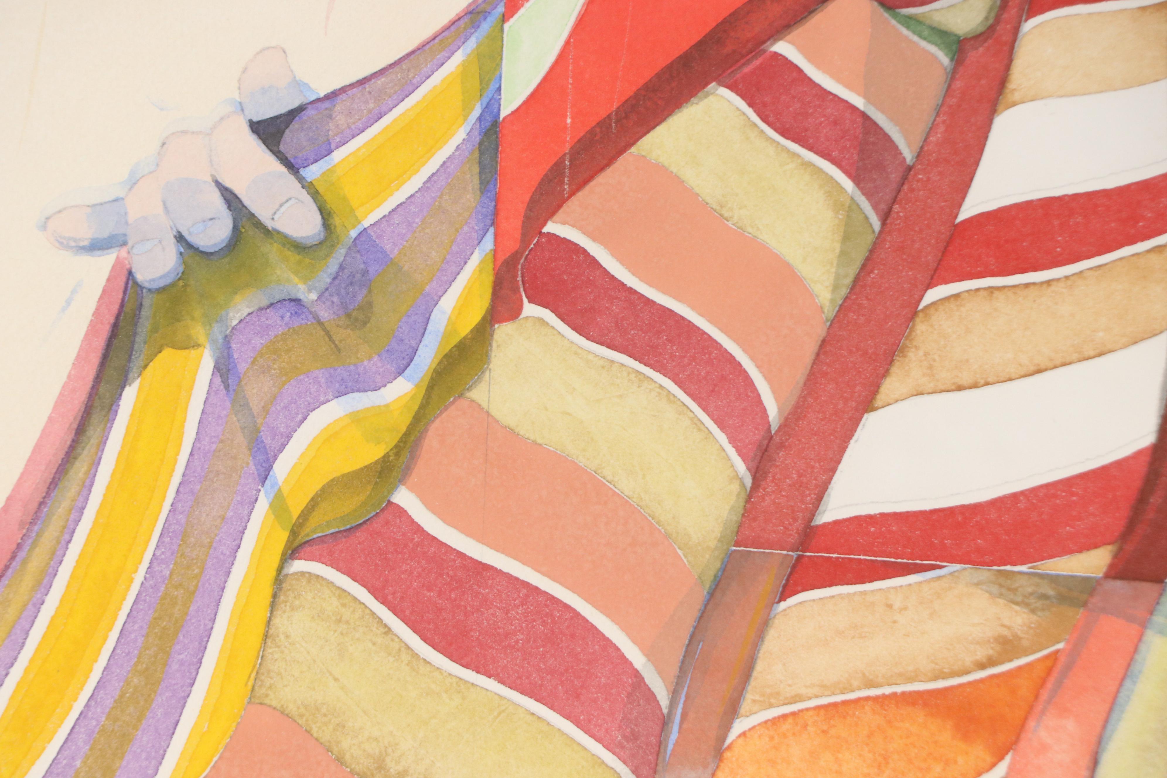 Frederick Lynch Abstract Watercolor "Unconventional Gesture," 1977