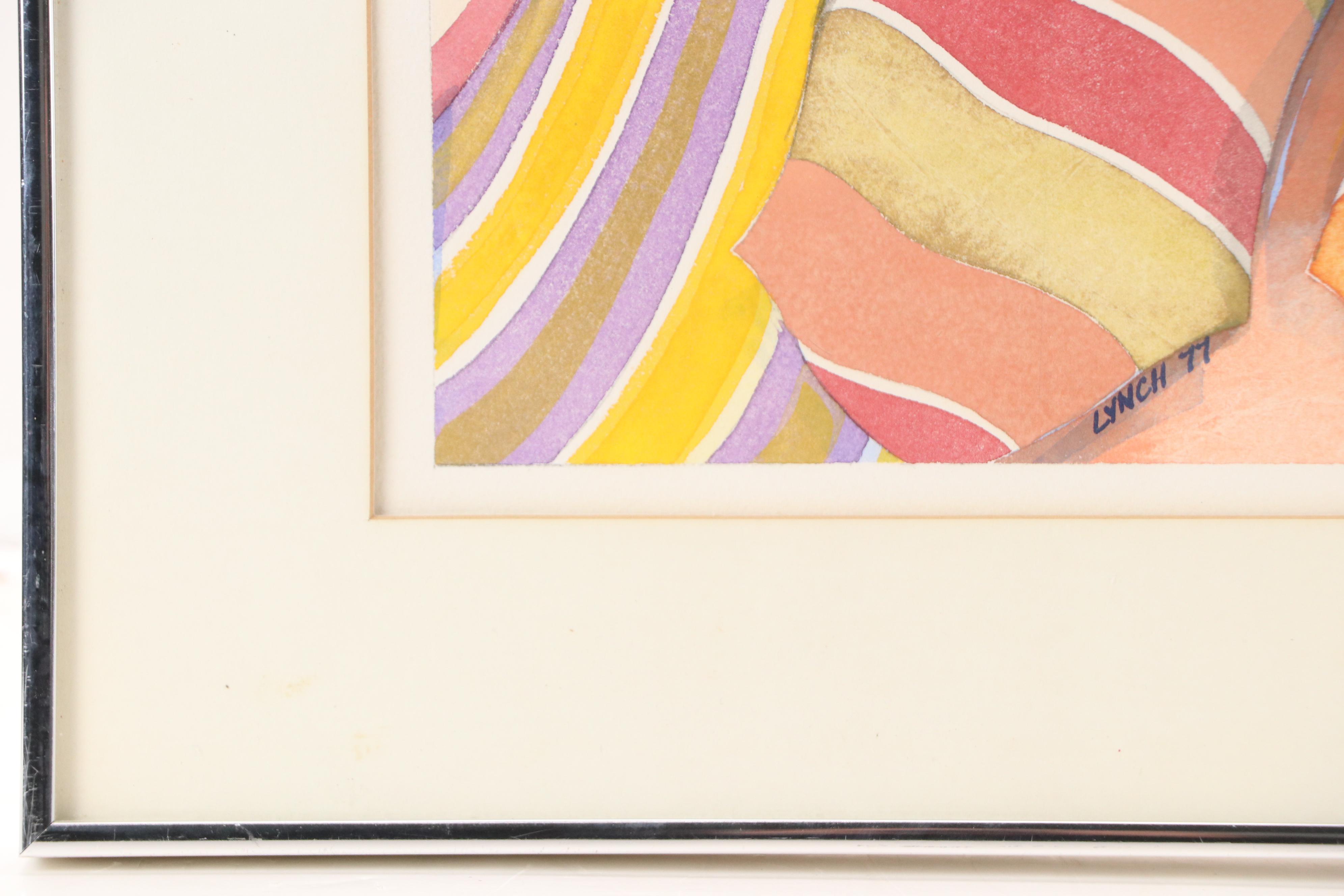 Frederick Lynch Abstract Watercolor "Unconventional Gesture," 1977