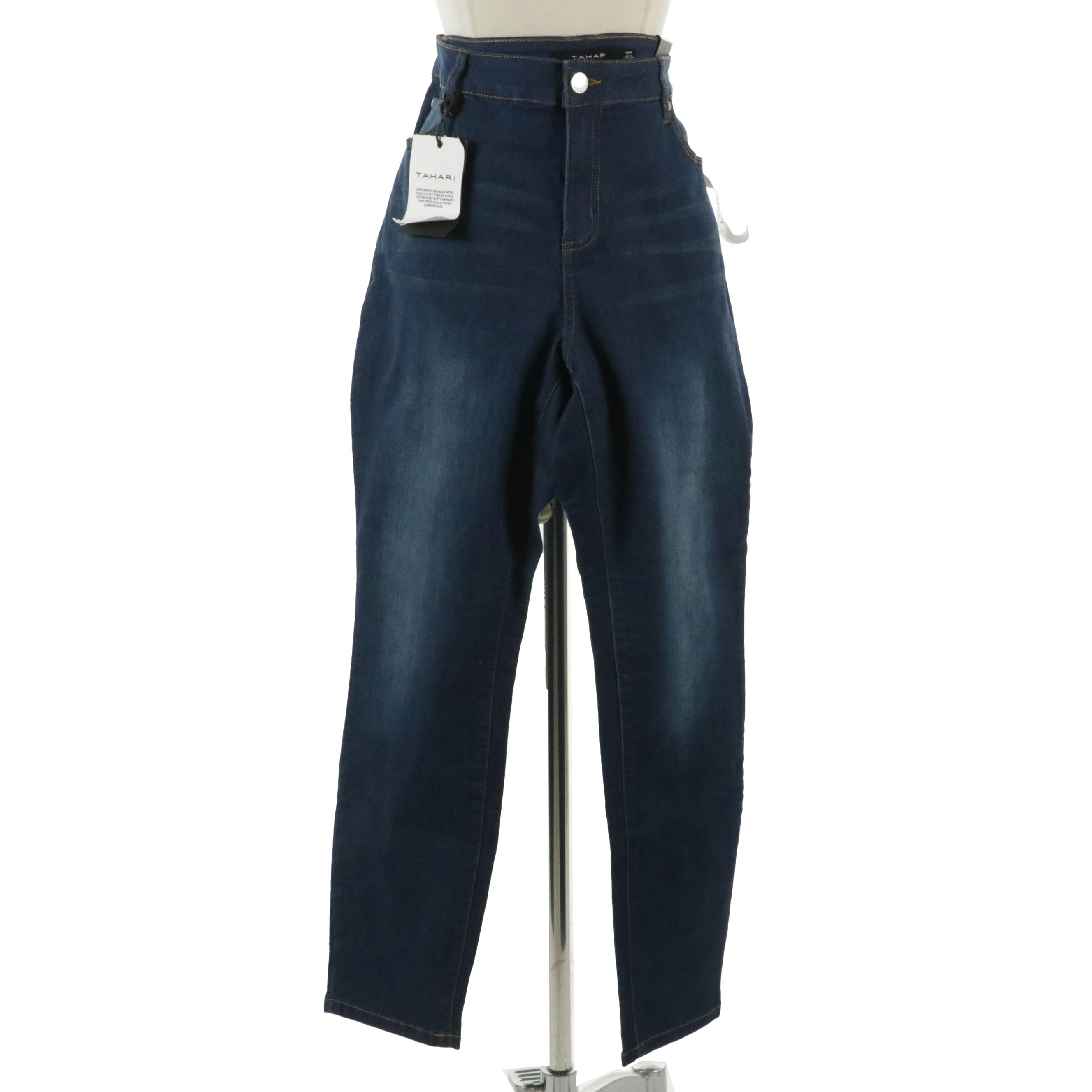 Tahari "Kelly" Mid-Rise Skinny Valence Wash Denim Jeans, With Tags