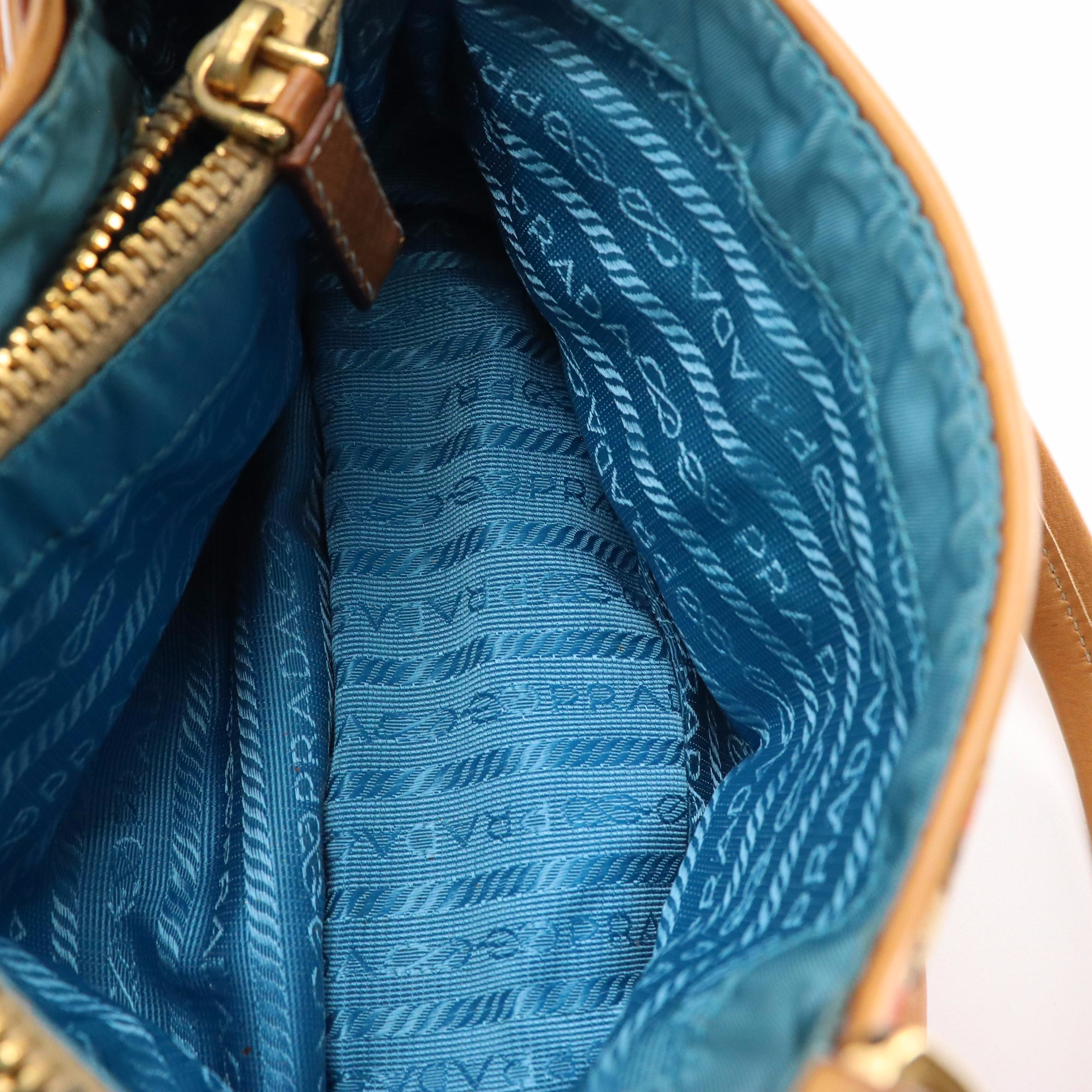 Prada Mini Shoulder Satchel in St. Venez Canapa Canvas and Leather Trim