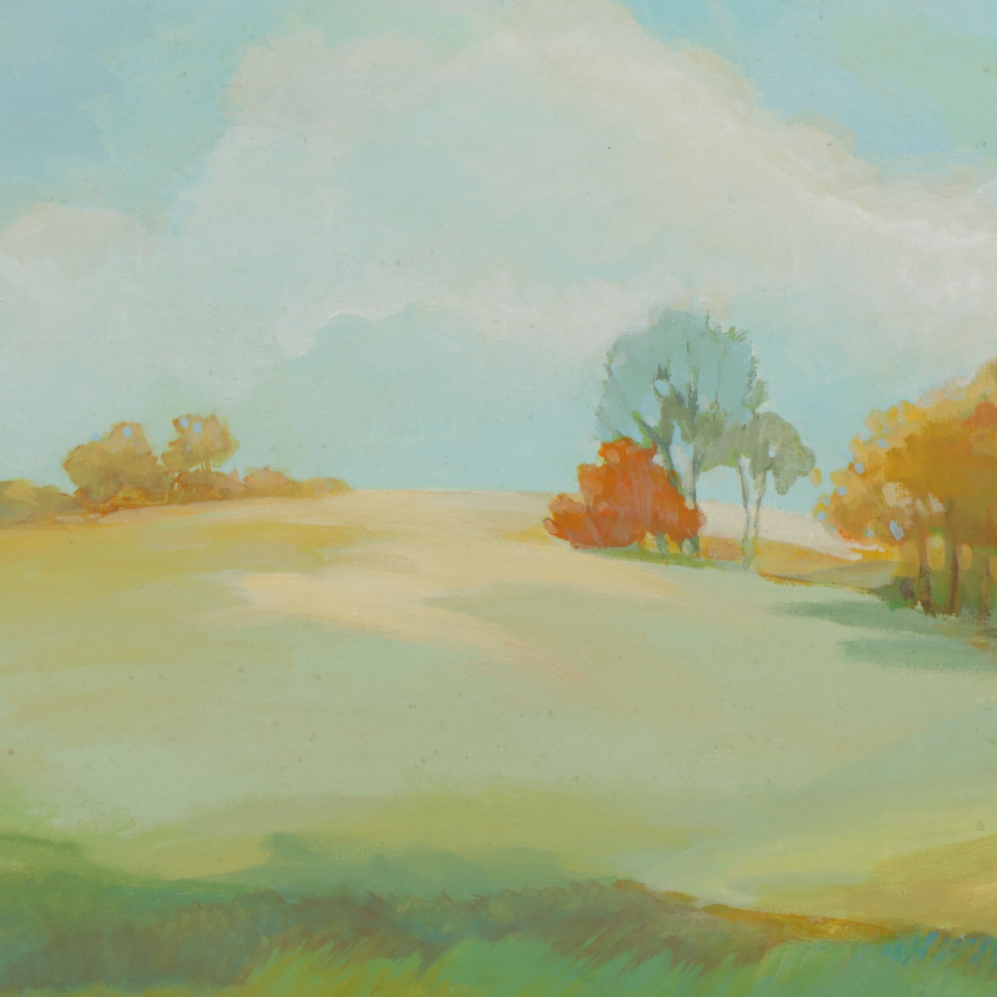 Lyn Keirns Impressionist Landscape Oil Painting of Autumnal Plains