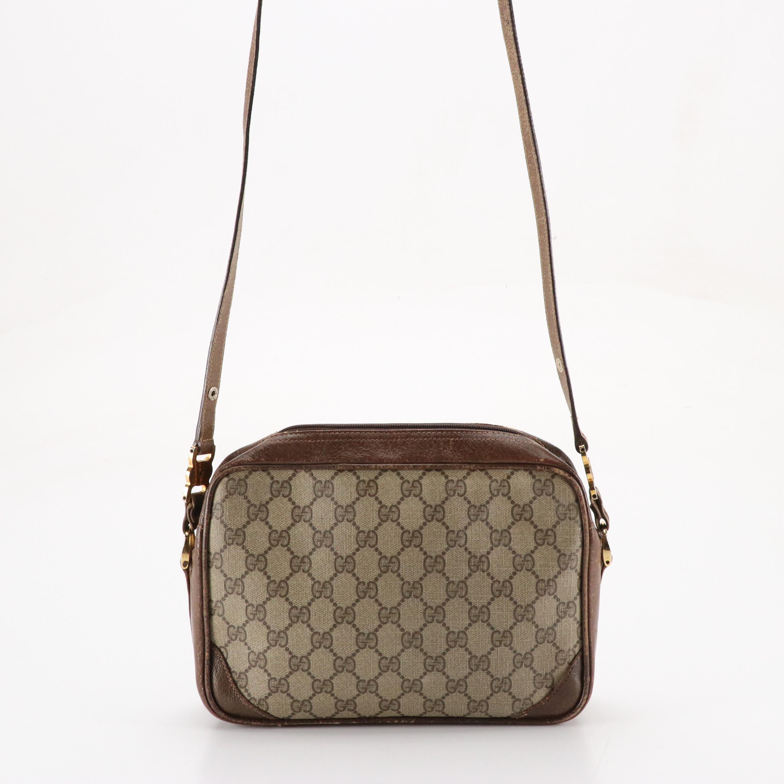 Gucci Plus Camera Bag in Coated Canvas with Leather Trim