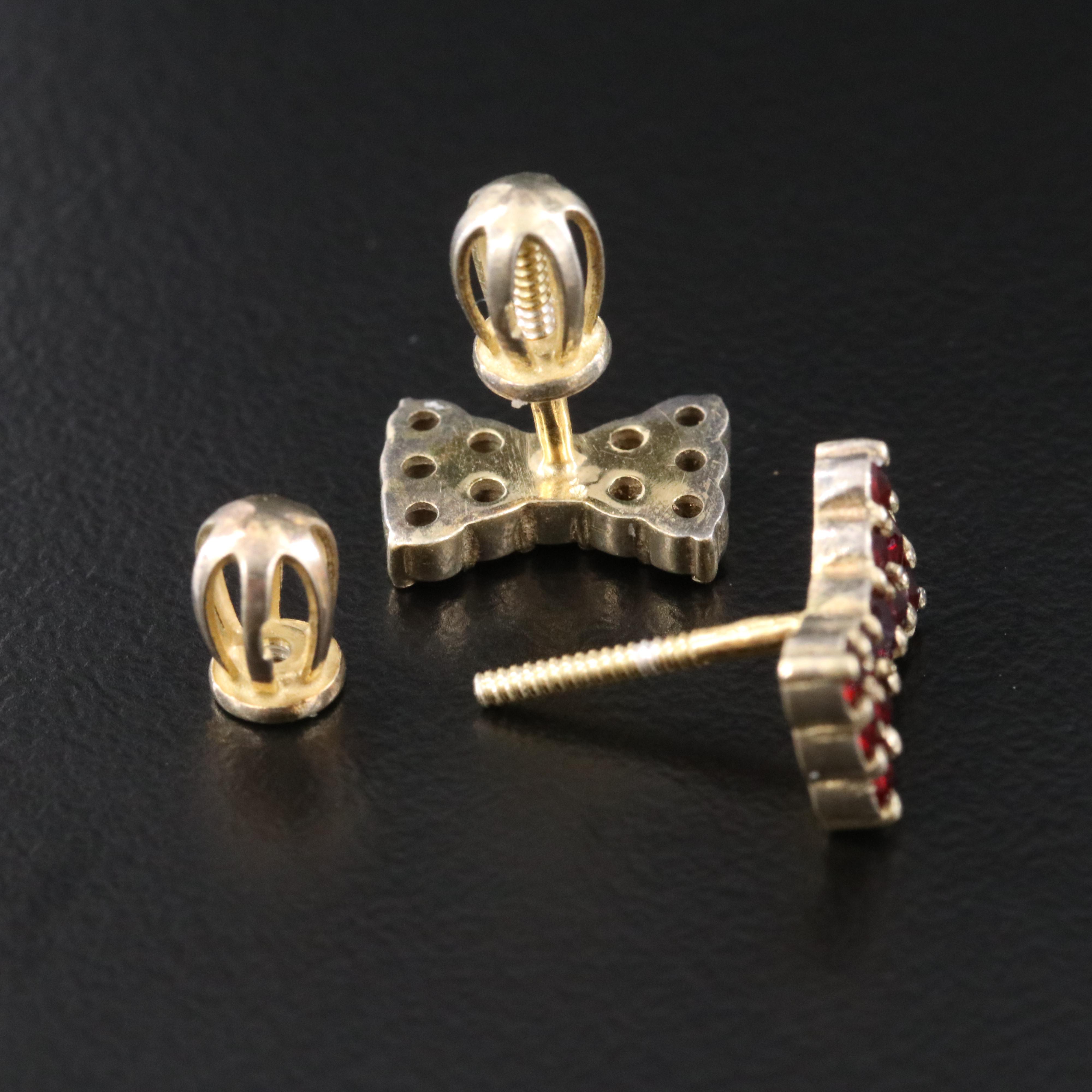 Czech 900 Silver Bohemian Garnet Bow-Tie Earrings
