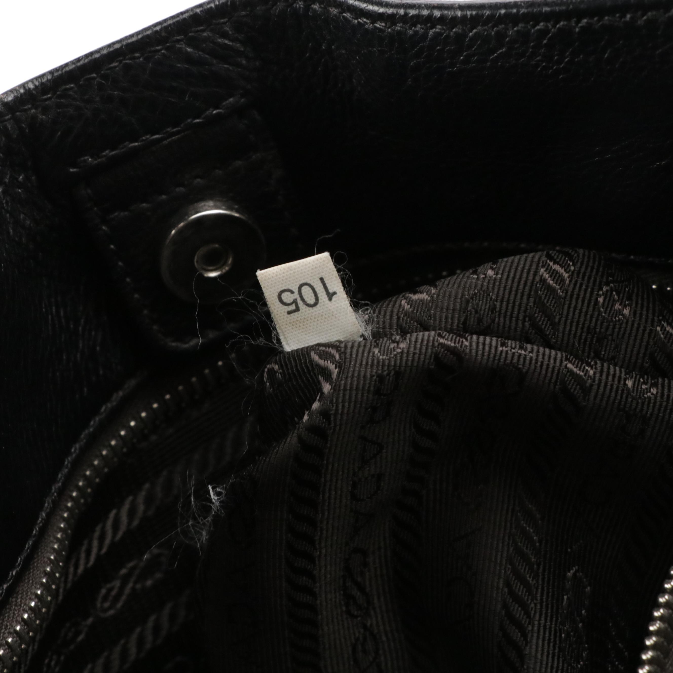 Prada Large Expandable Two-Way Tote in Black Vitello Daino Leather