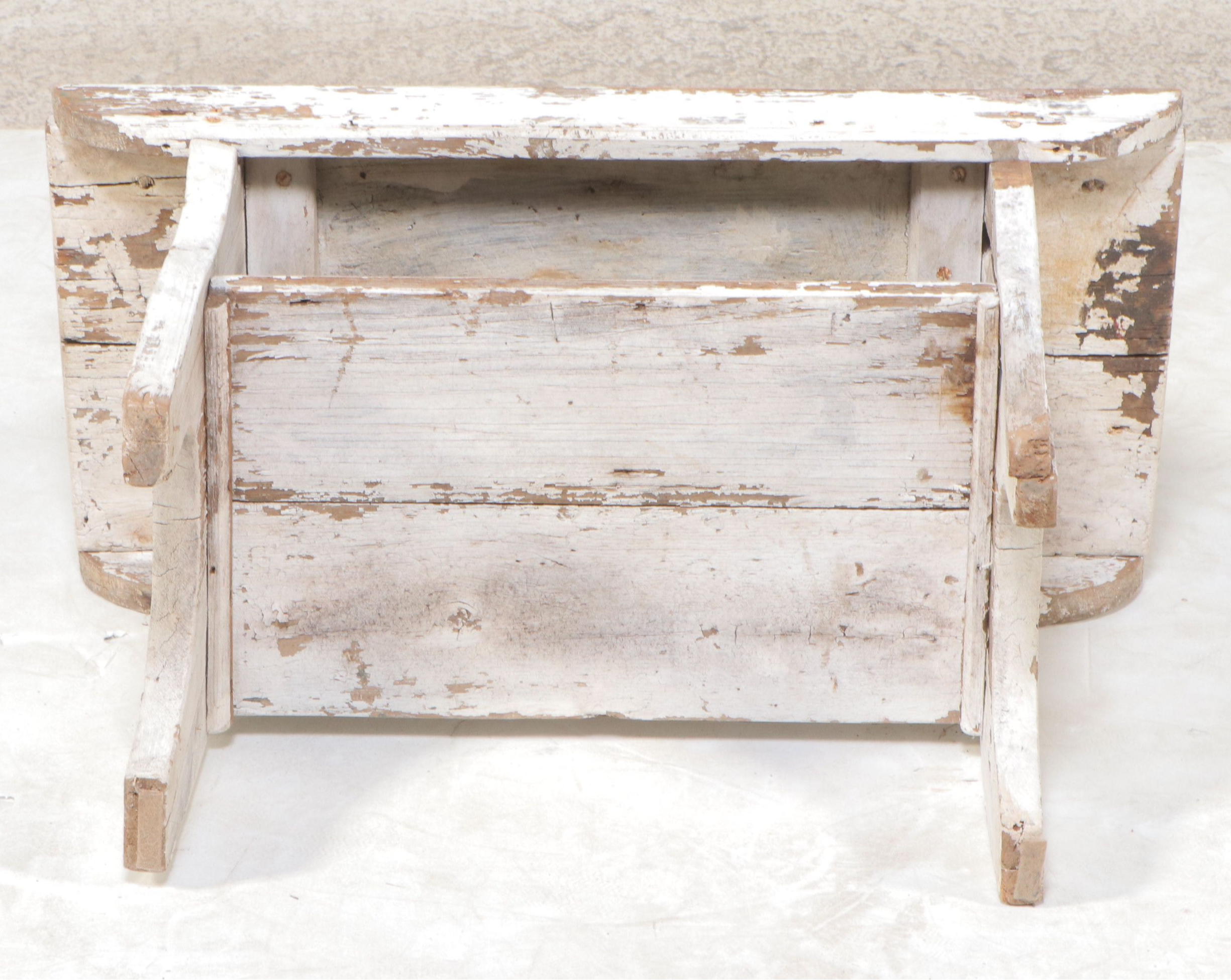 Primitive Style Distressed Painted Wood Stool