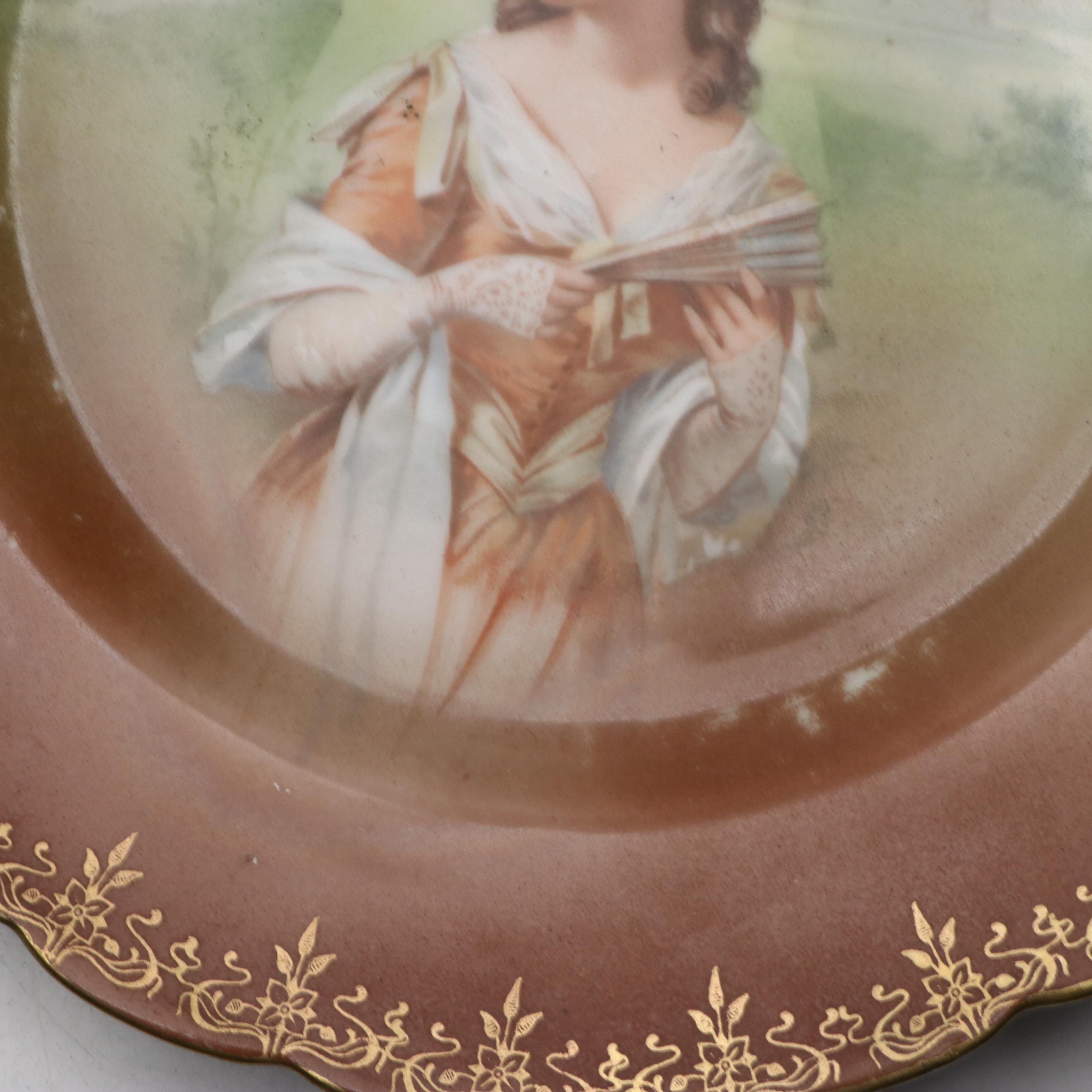 Royal Bayreuth Gilt-Accented Porcelain Cabinet Plates, Early to Mid-20th Century