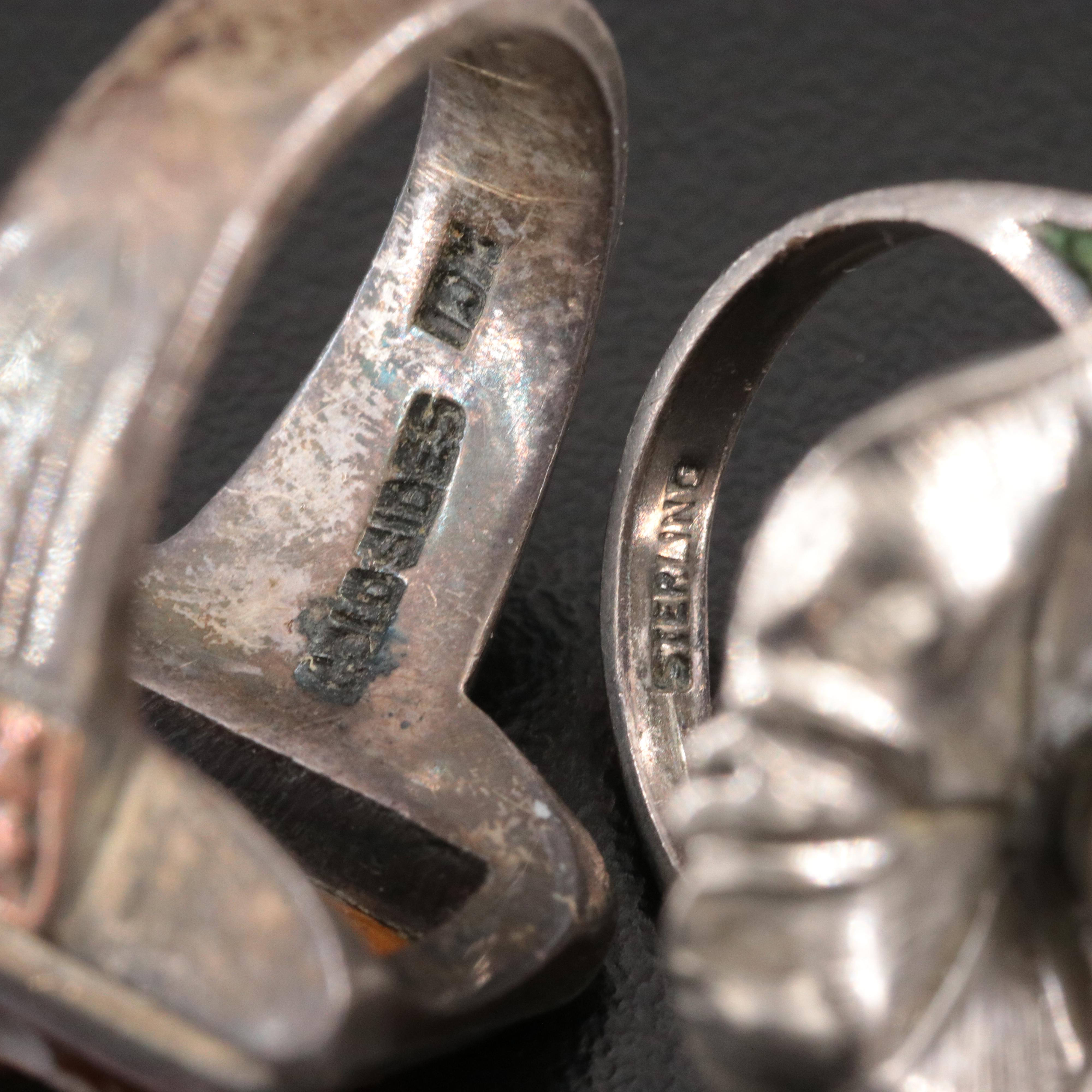 Sterling Rings Including Tiger's Eye Roman Soldier Cameo with 10K Accent