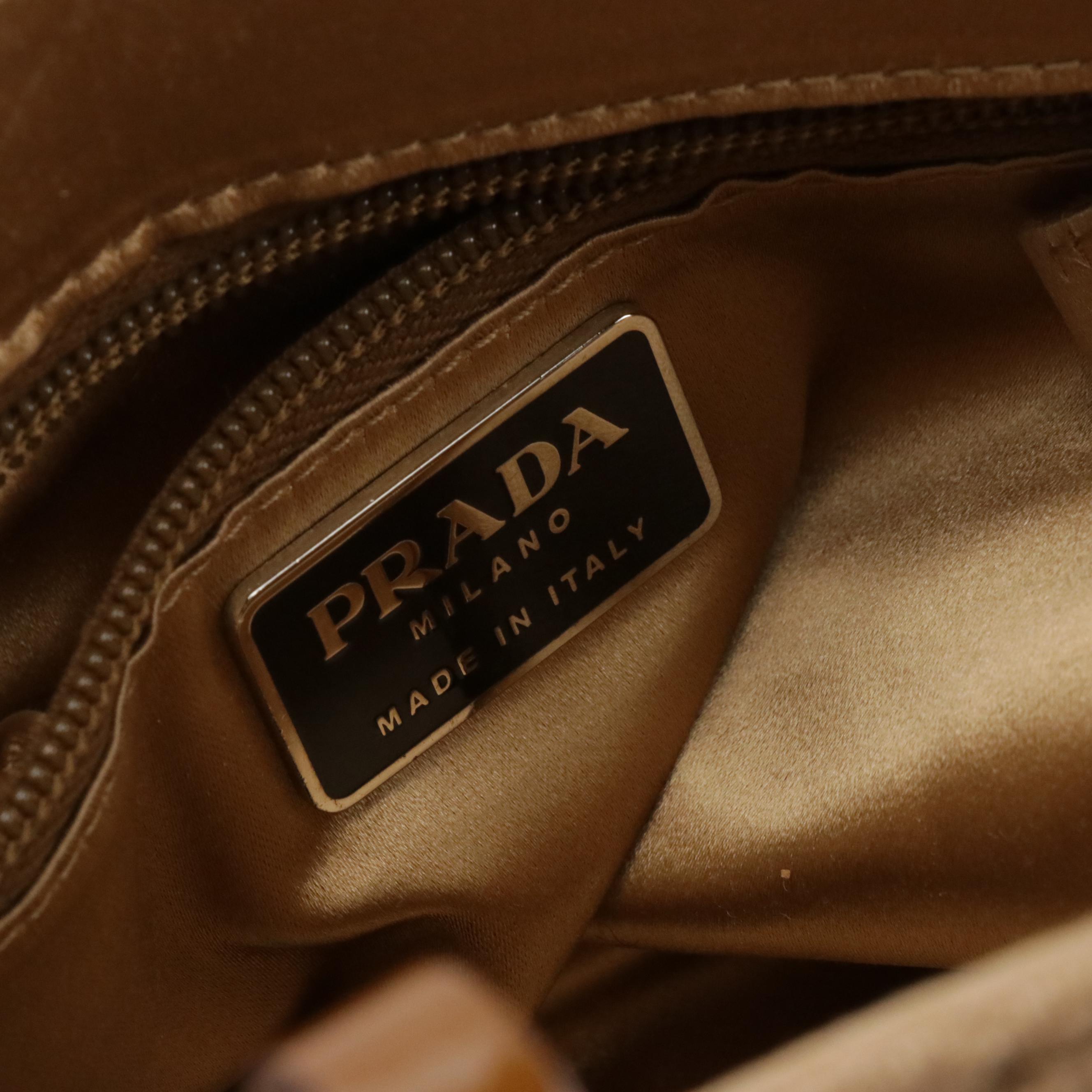 Prada Mini Tote in Beige Wool with Leather Leaf Appliqué and Grommets Details