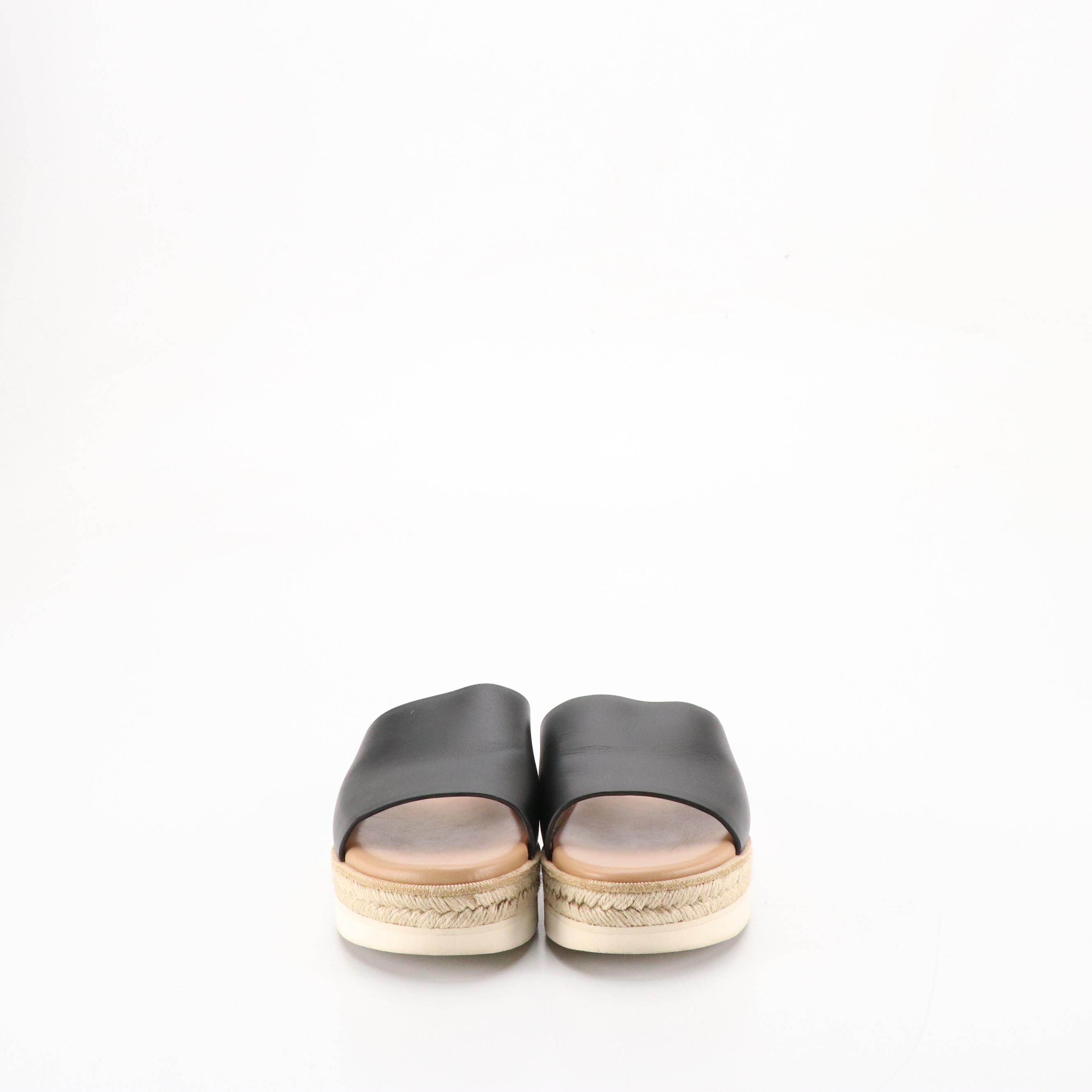 Aquatalia "Shayna" Black Calfskin Platform Espadrille Sandals
