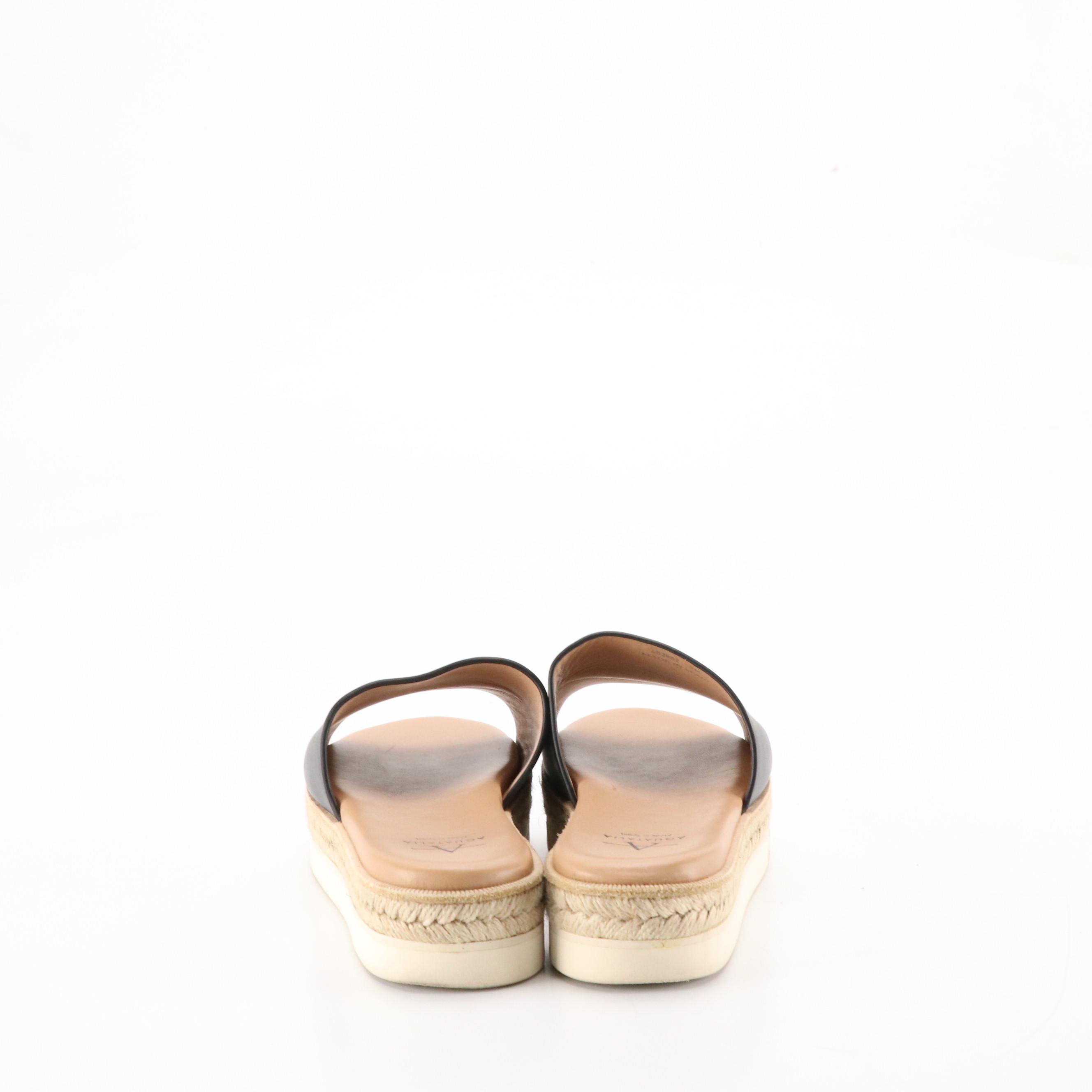 Aquatalia "Shayna" Black Calfskin Platform Espadrille Sandals