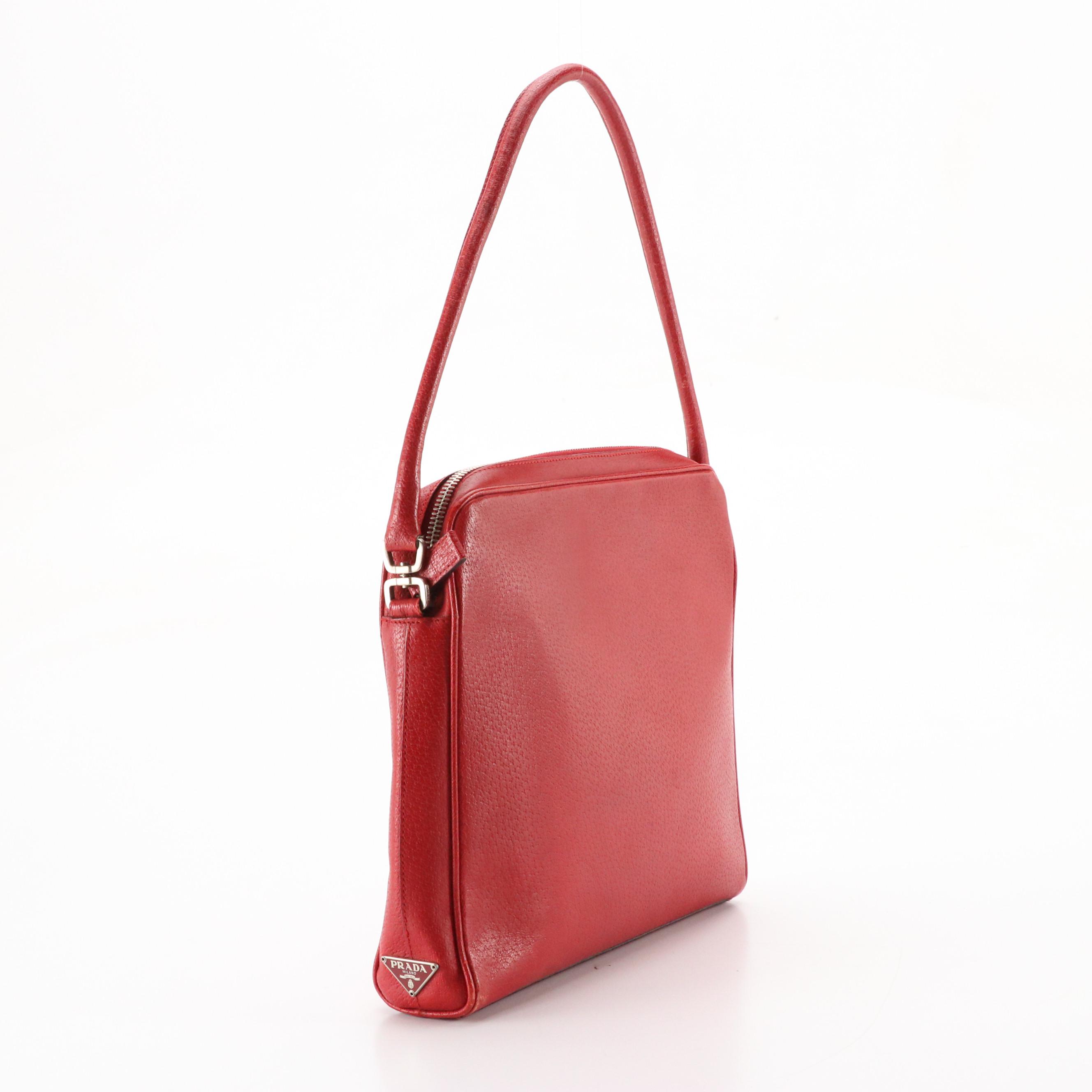 Prada Red Cinghiale Leather Shoulder Bag