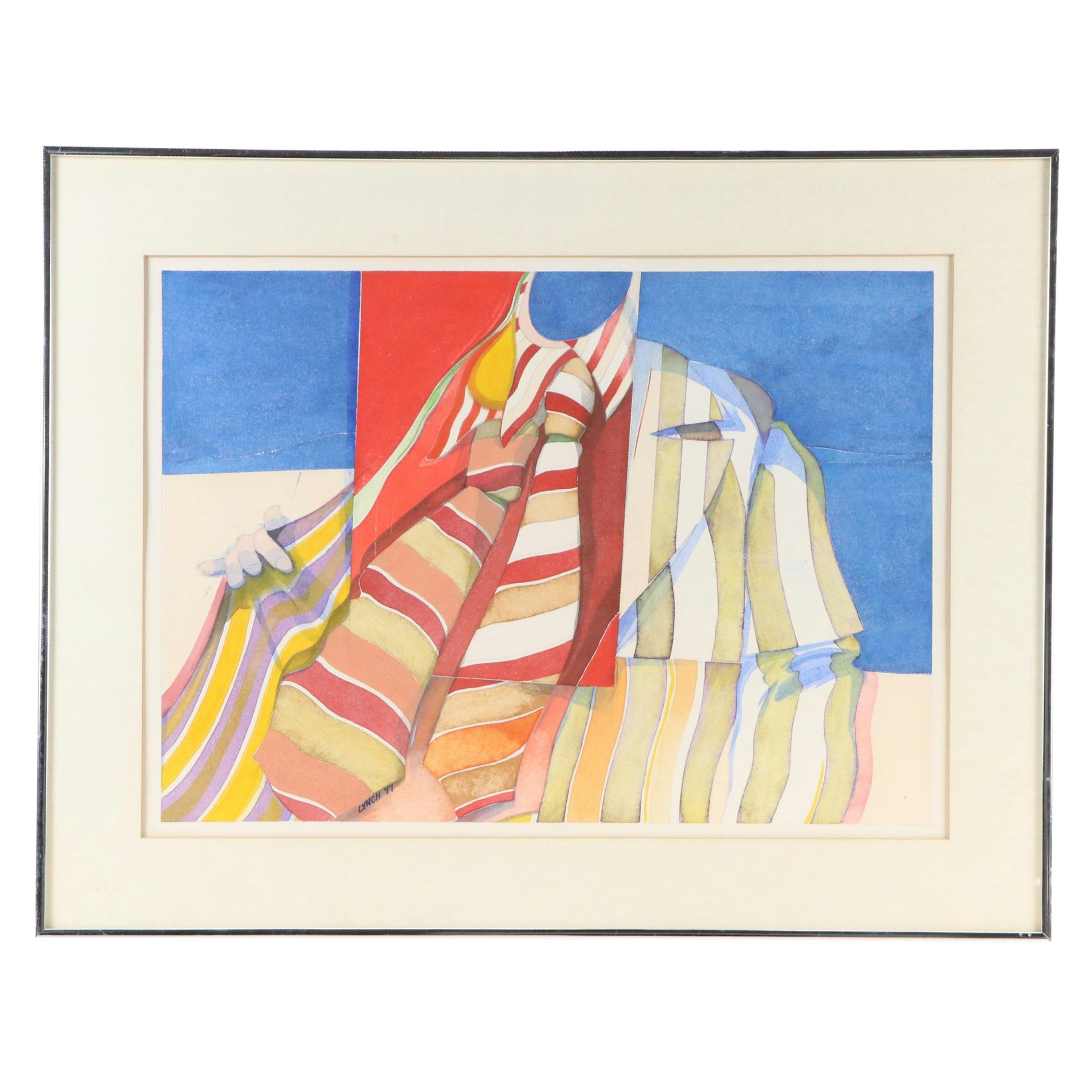 Frederick Lynch Abstract Watercolor "Unconventional Gesture," 1977
