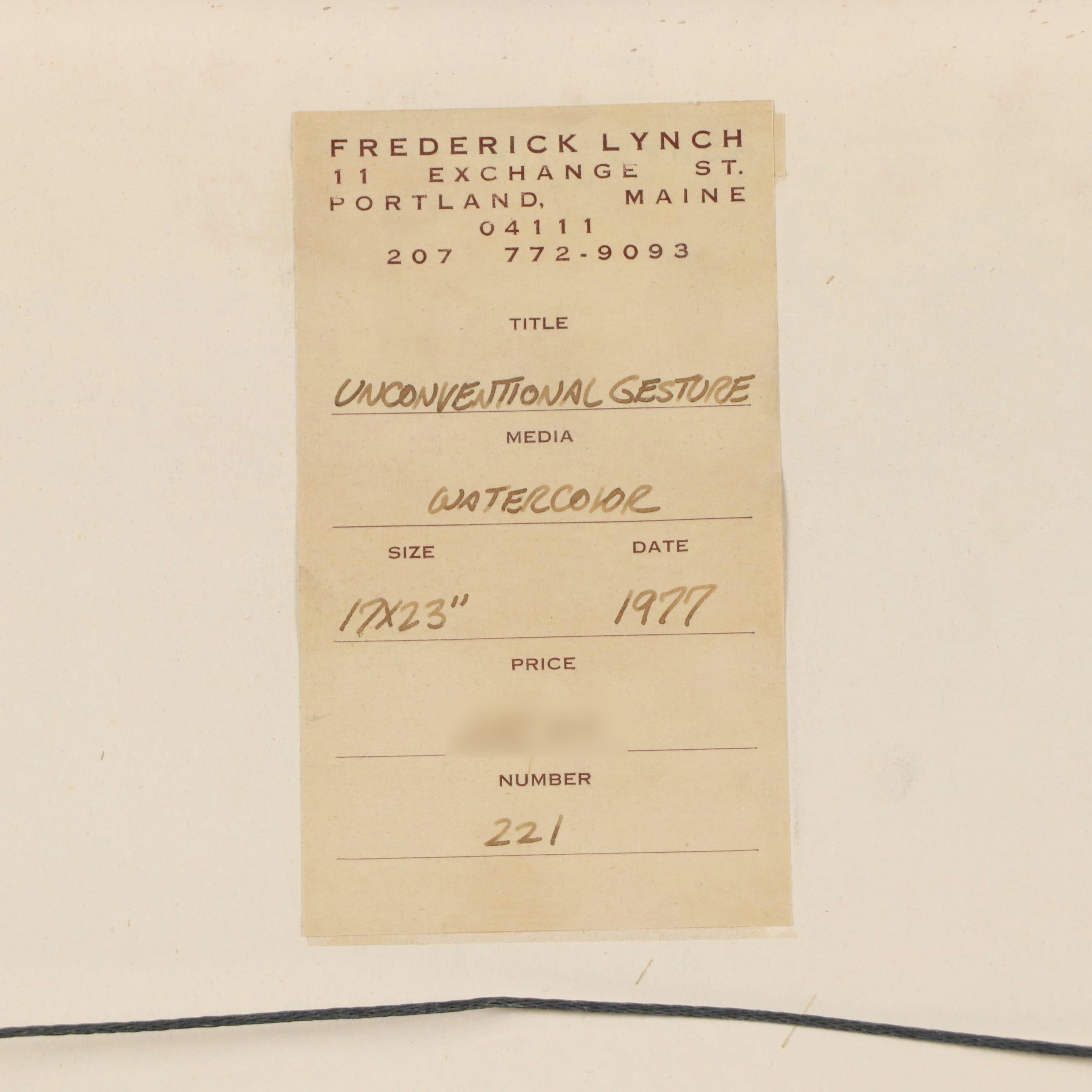 Frederick Lynch Abstract Watercolor "Unconventional Gesture," 1977