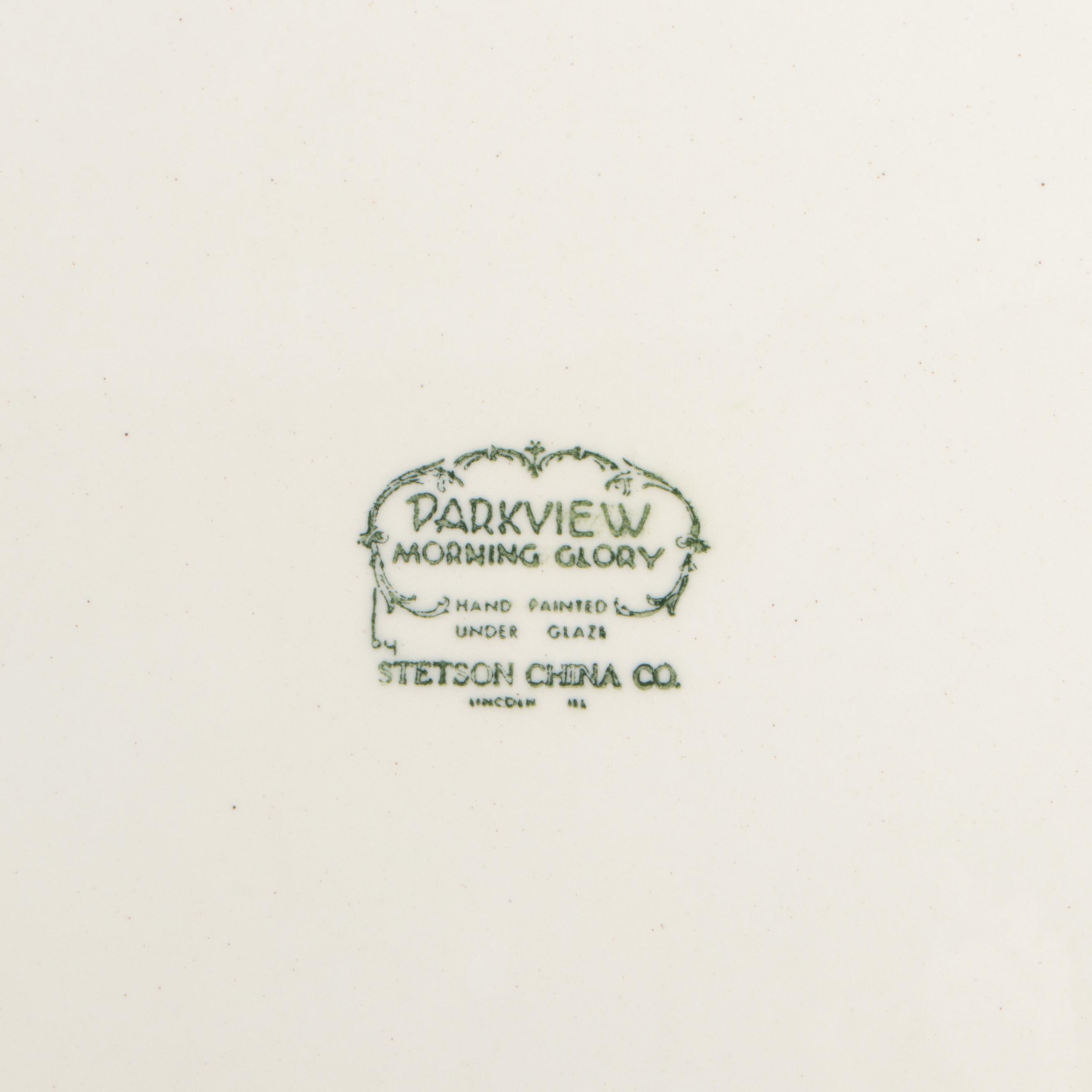 Stetson "Parkview Morning Glory" Hand-Painted Ceramic Dinnerware, Mid-20th Cent.