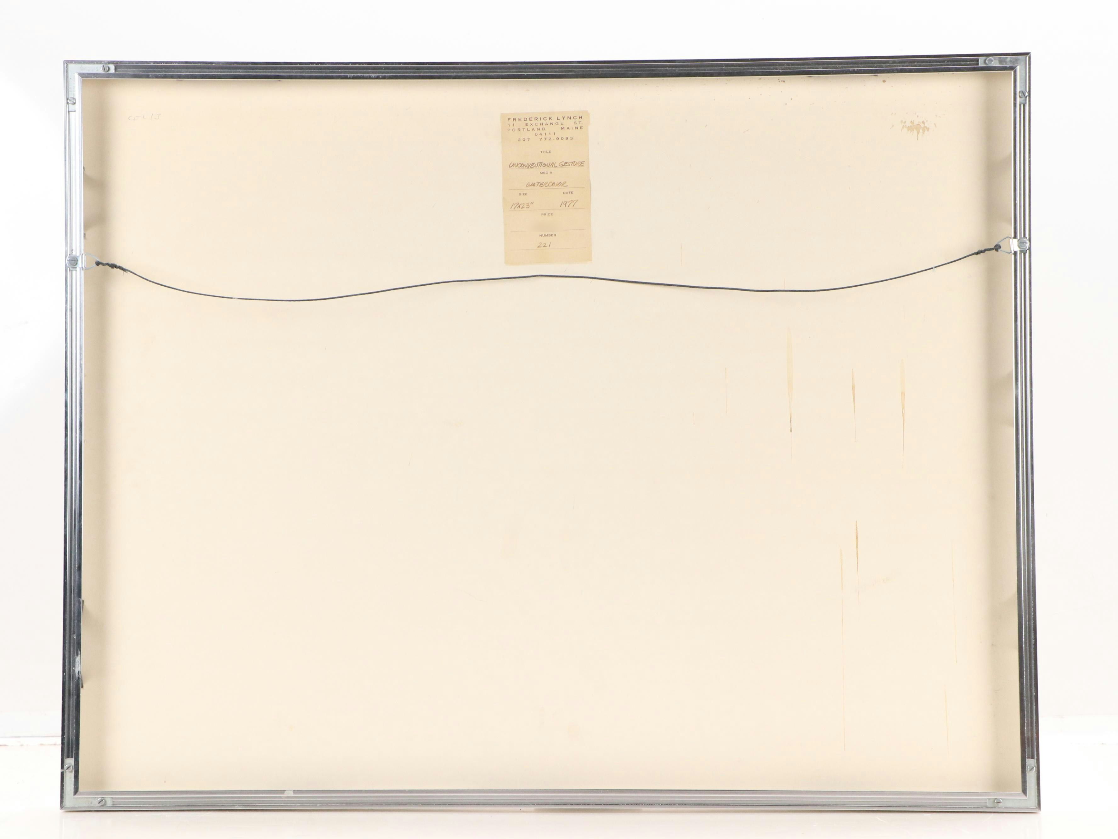 Frederick Lynch Abstract Watercolor "Unconventional Gesture," 1977