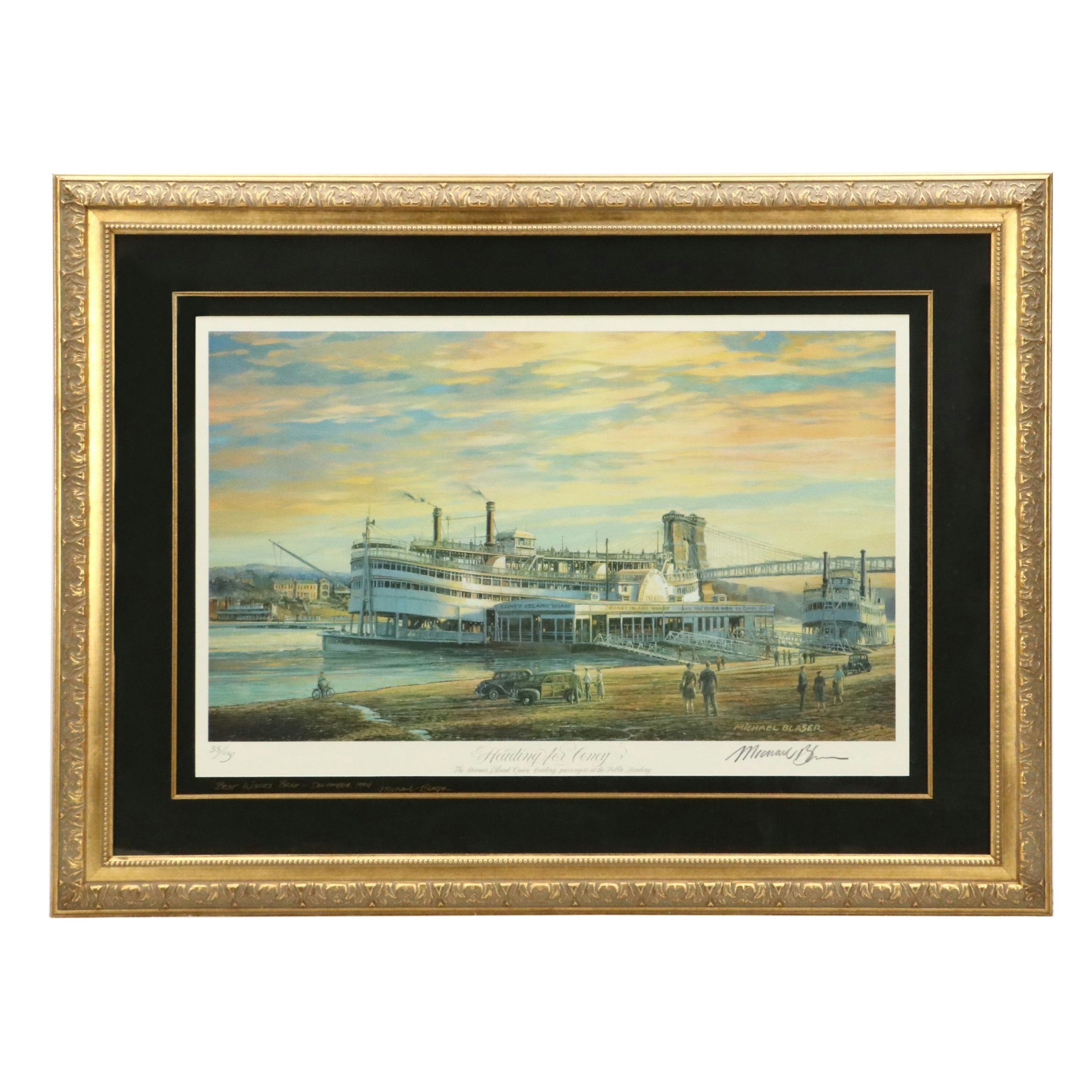 Michael Blaser Offset Lithograph "Heading for Coney," 1994