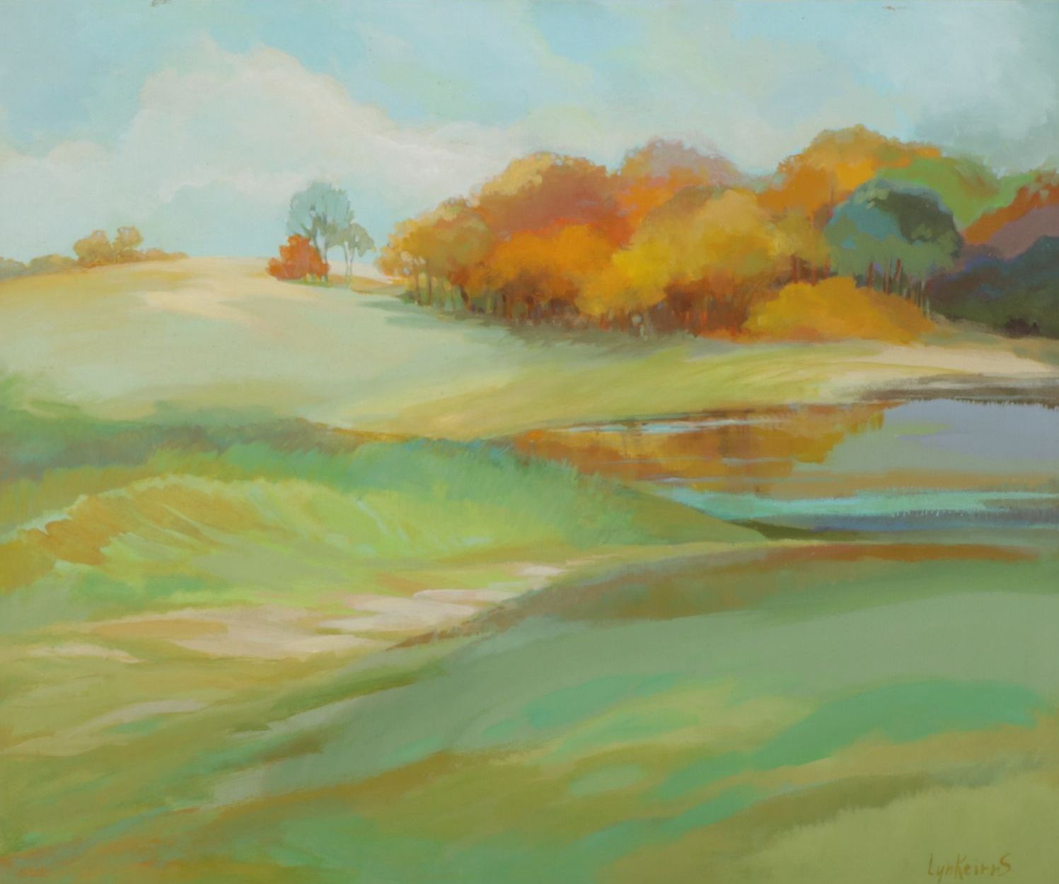 Lyn Keirns Impressionist Landscape Oil Painting of Autumnal Plains