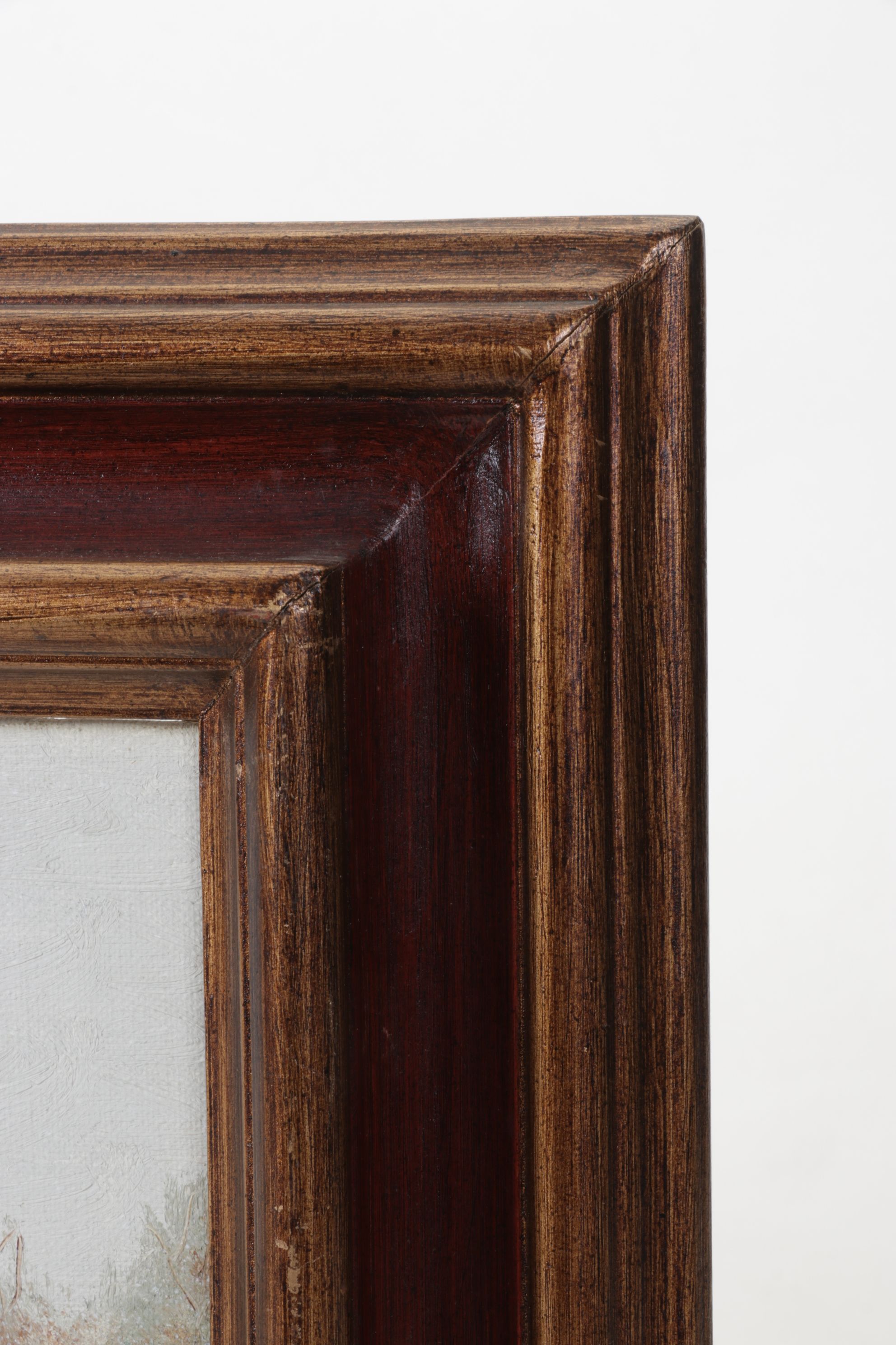 Deb Groman Snow-Capped Hilltop Landscape Oil Painting with a Barn Facade, 1977