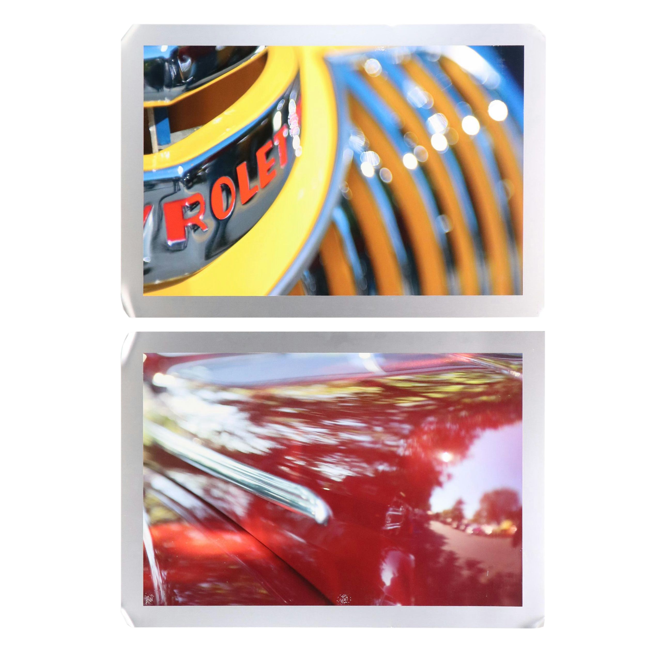 Contemporary Photographs of Roulette Wheel and Moving Car, Mounted to Metal