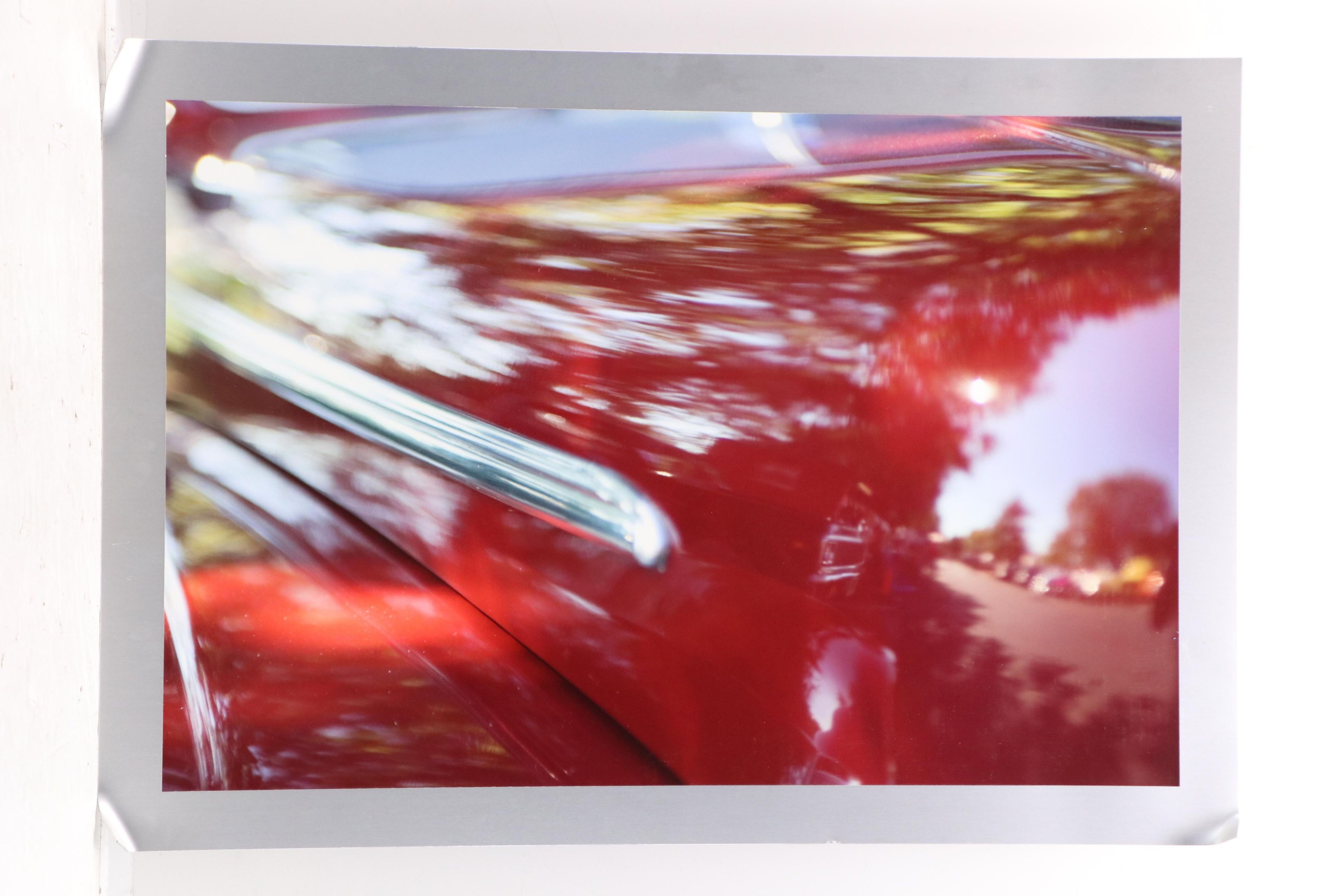 Contemporary Photographs of Roulette Wheel and Moving Car, Mounted to Metal