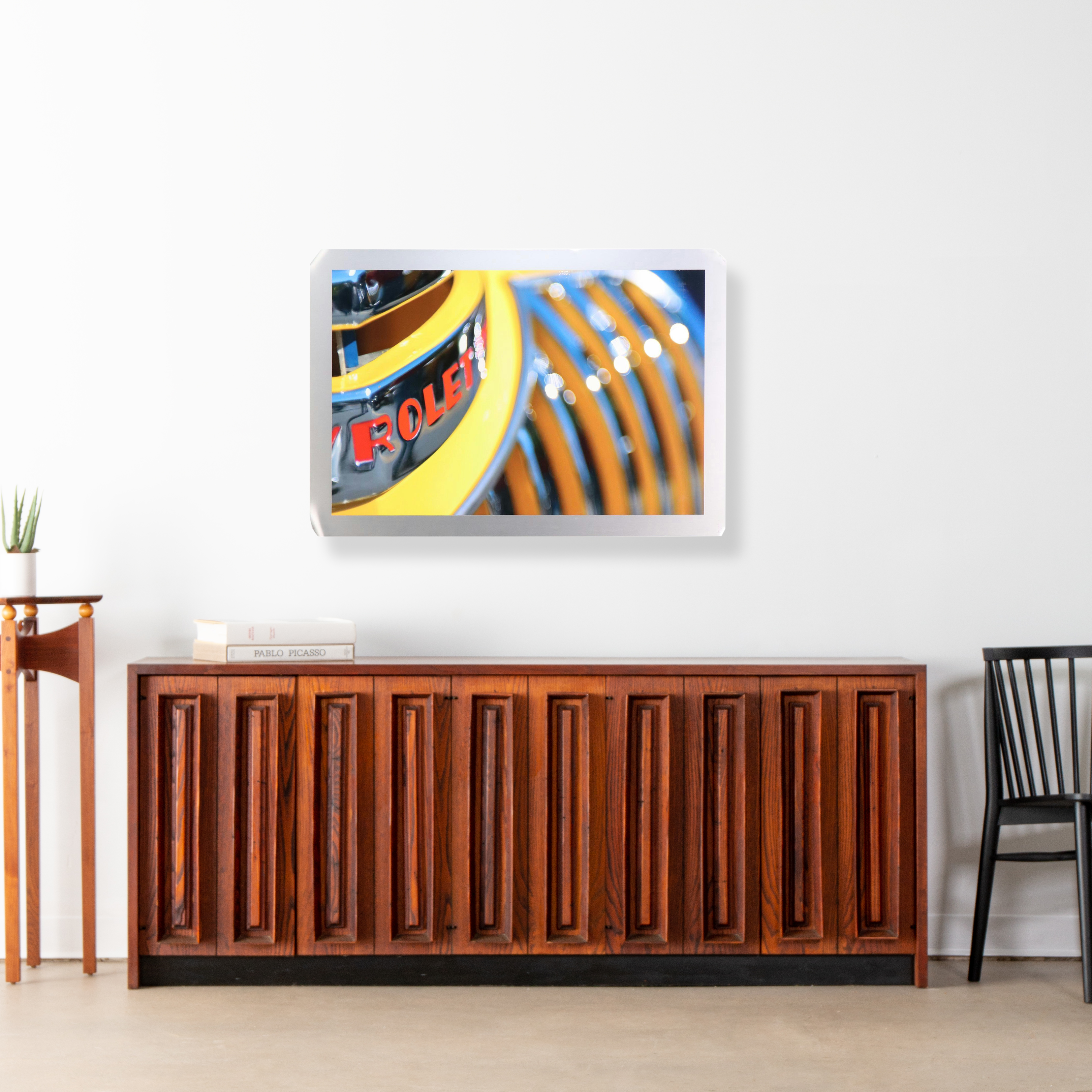 Contemporary Photographs of Roulette Wheel and Moving Car, Mounted to Metal