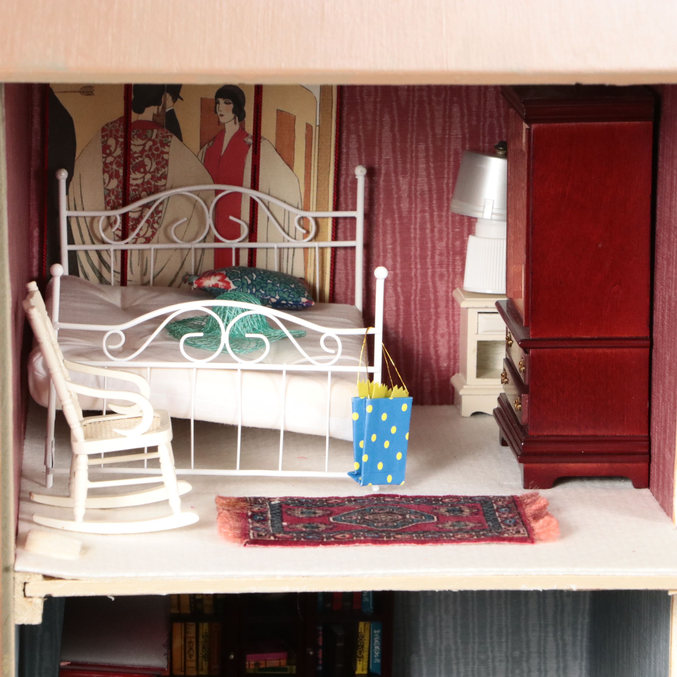 Handmade Eight-Room Wooden Dollhouse with Furniture and Accessories