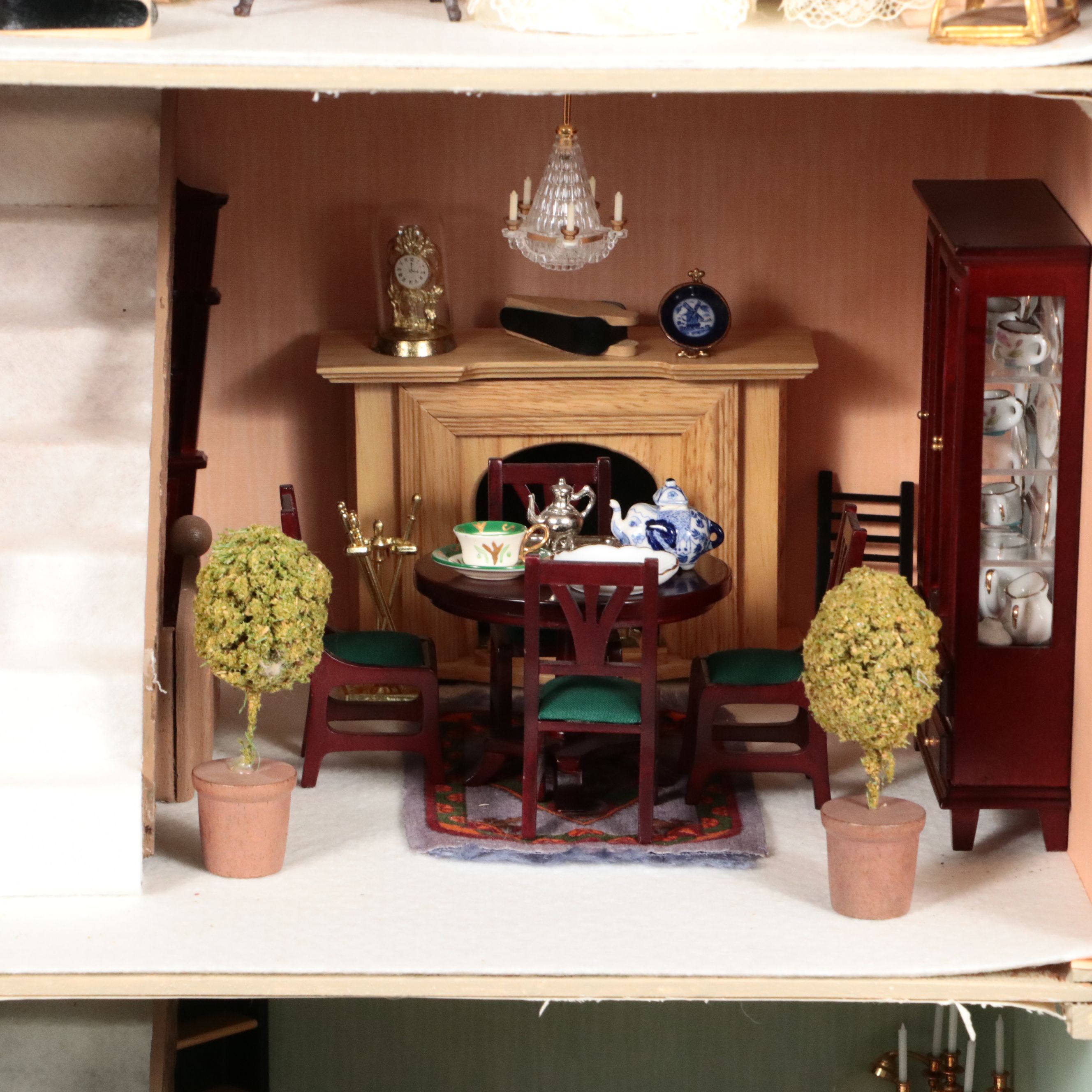 Handmade Eight-Room Wooden Dollhouse with Furniture and Accessories
