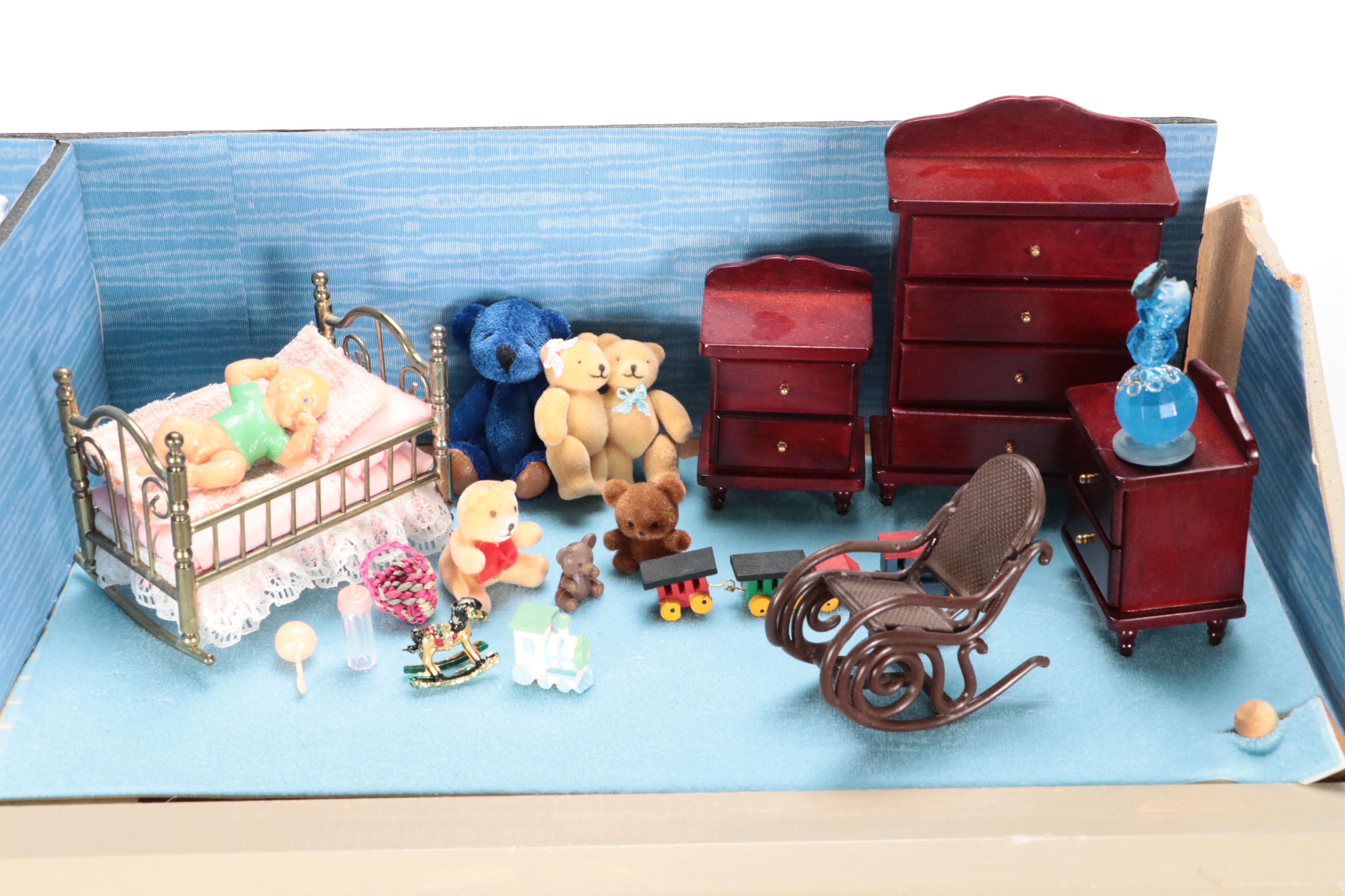 Handmade Eight-Room Wooden Dollhouse with Furniture and Accessories