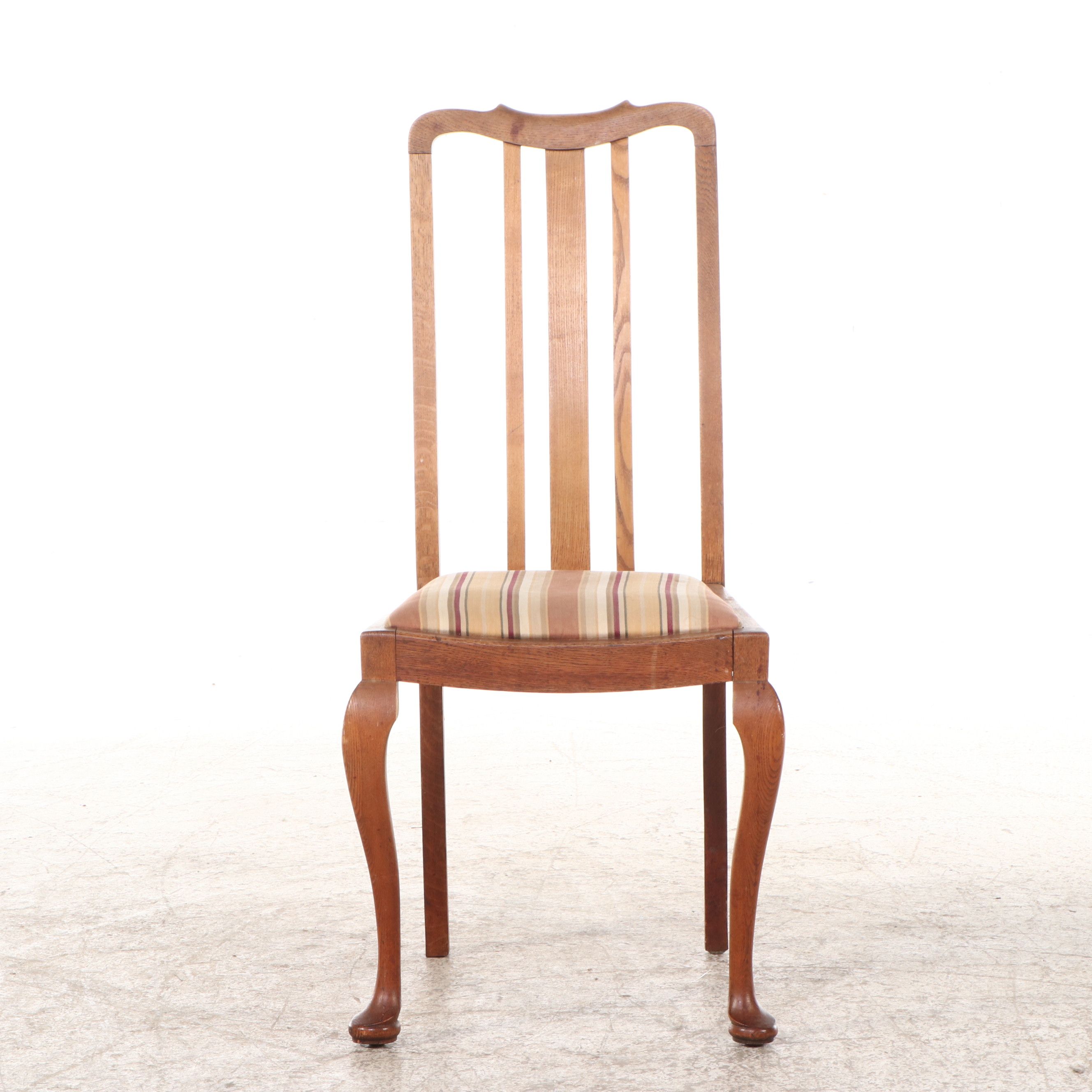 Queen Anne Style Oak Side Chair, 20th Century