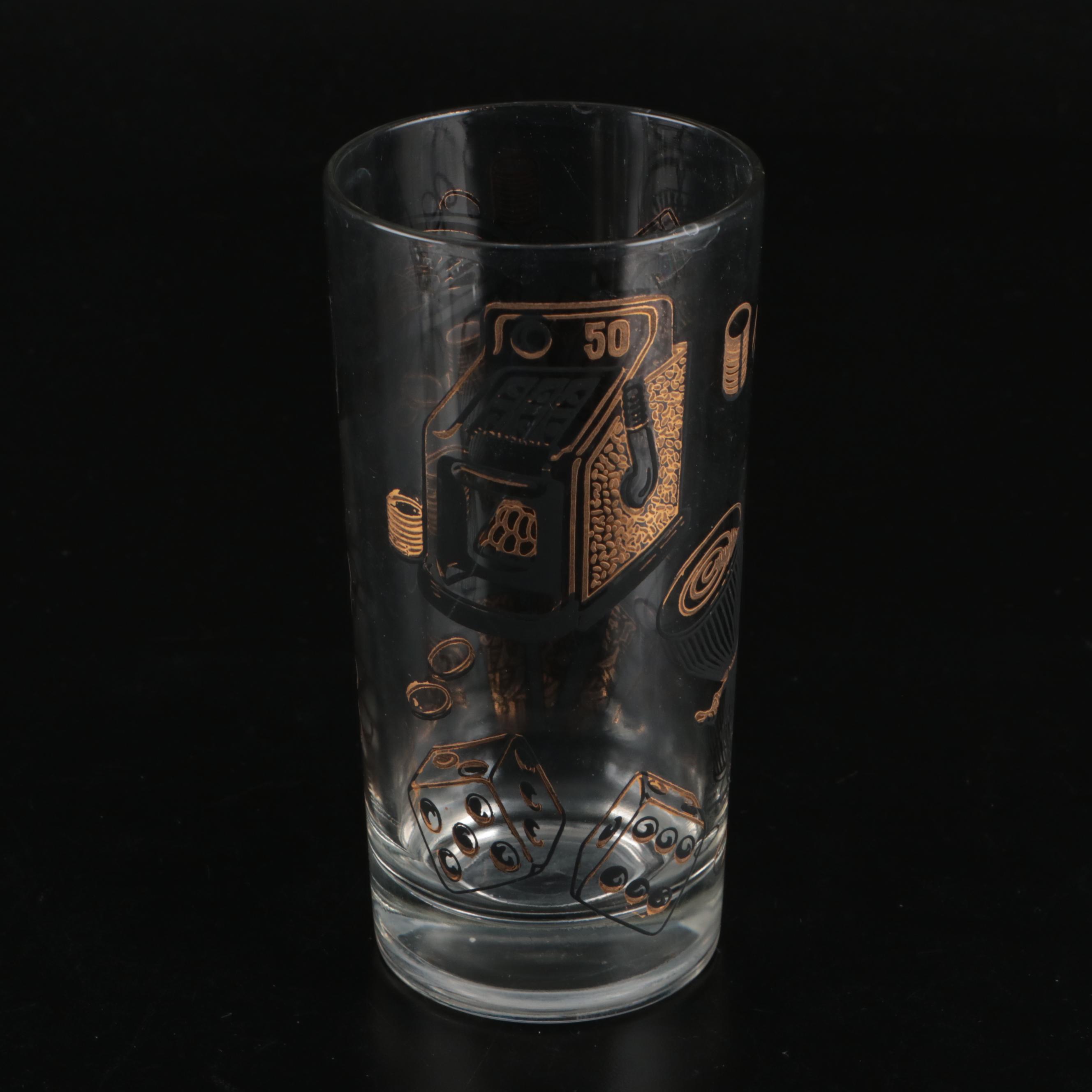 MCM Gold and Black Casino Highball Glasses