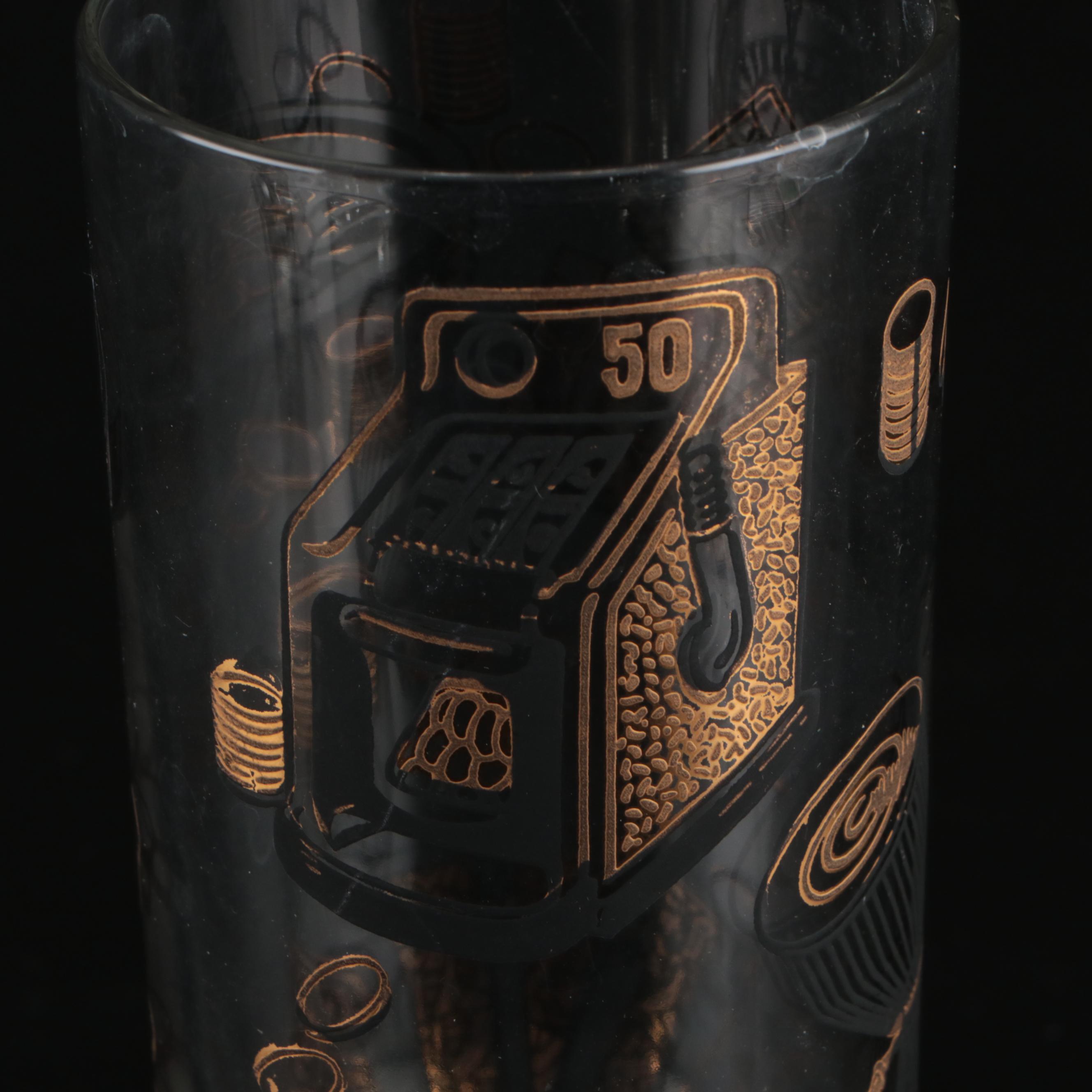 MCM Gold and Black Casino Highball Glasses