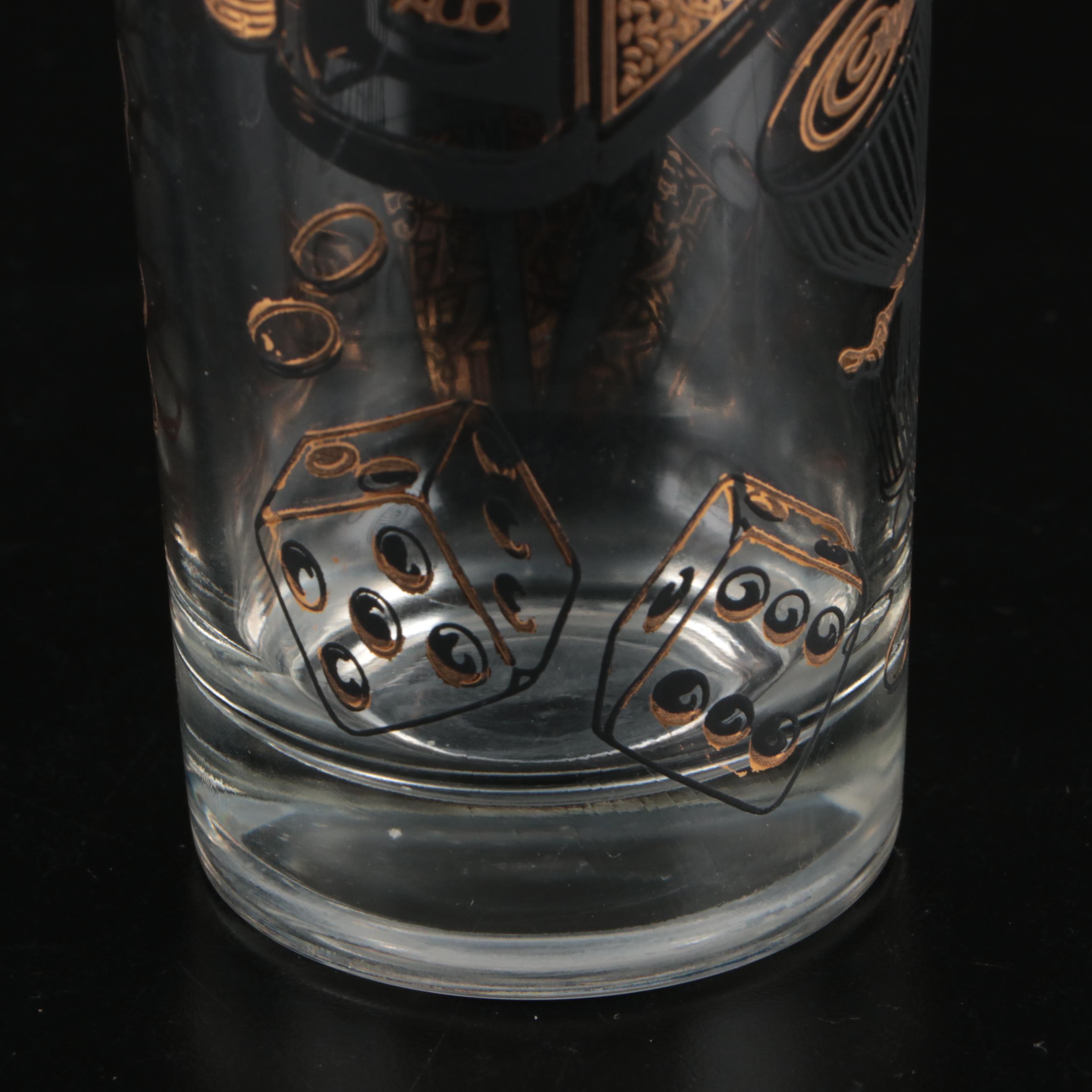 MCM Gold and Black Casino Highball Glasses