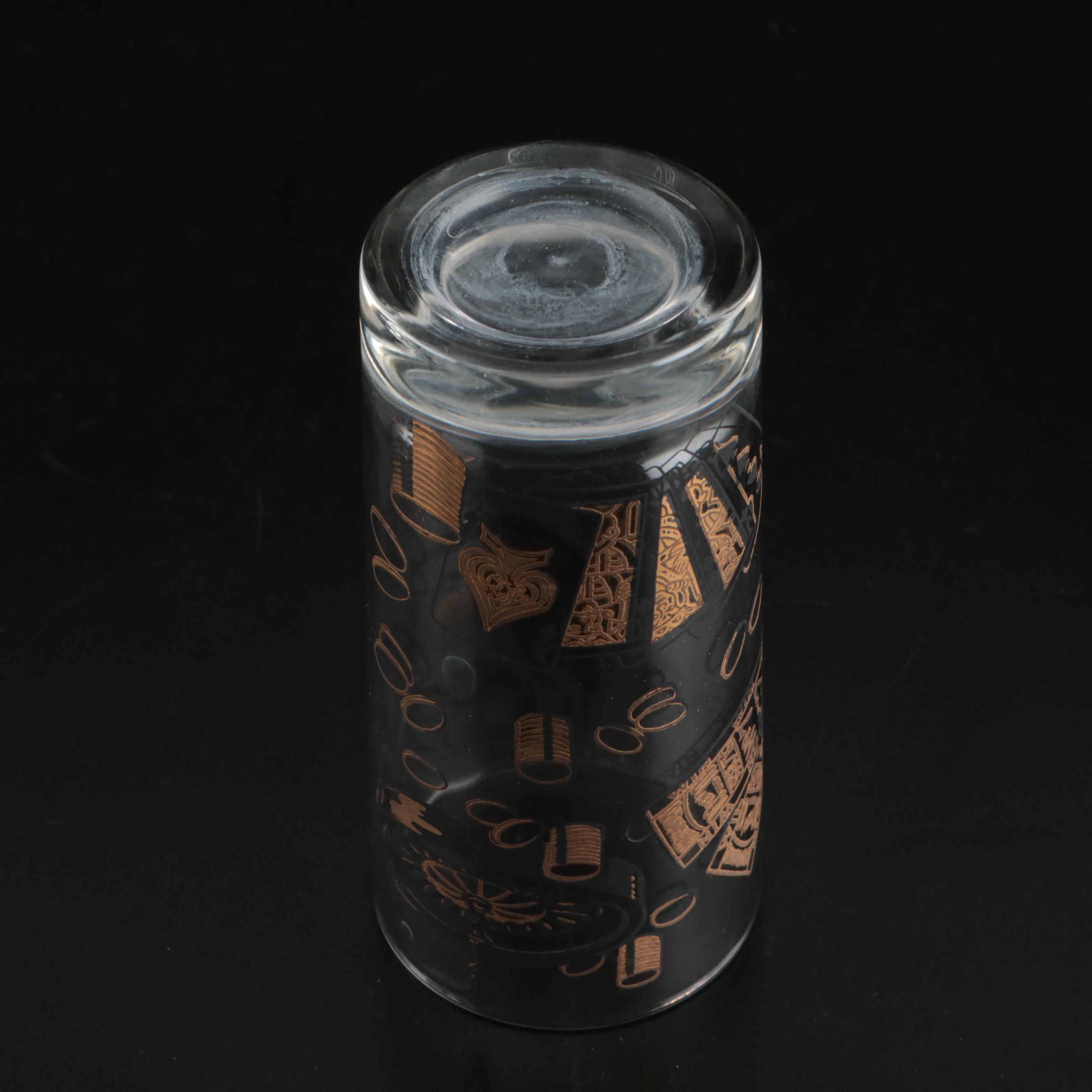 MCM Gold and Black Casino Highball Glasses