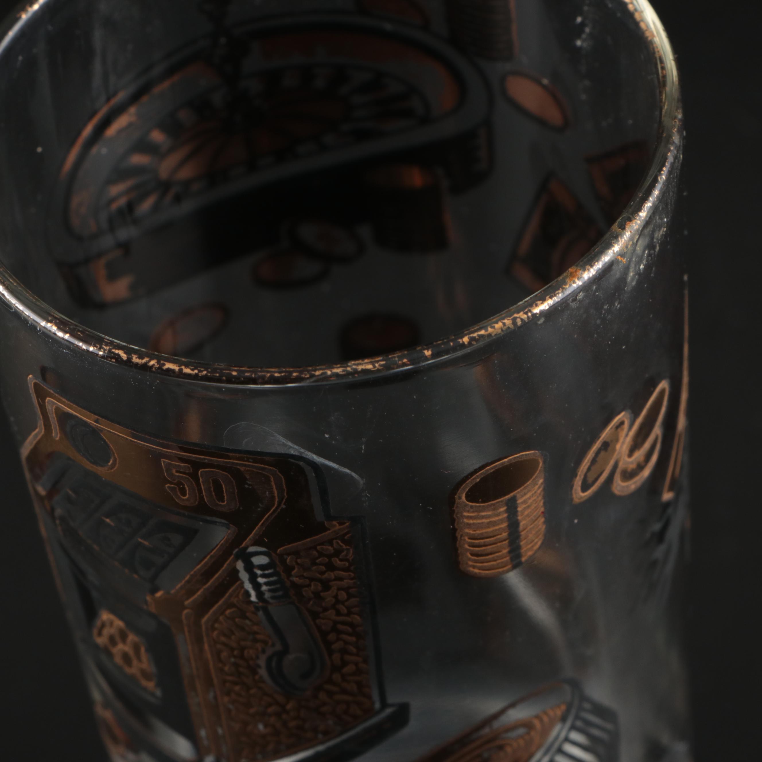 MCM Gold and Black Casino Highball Glasses