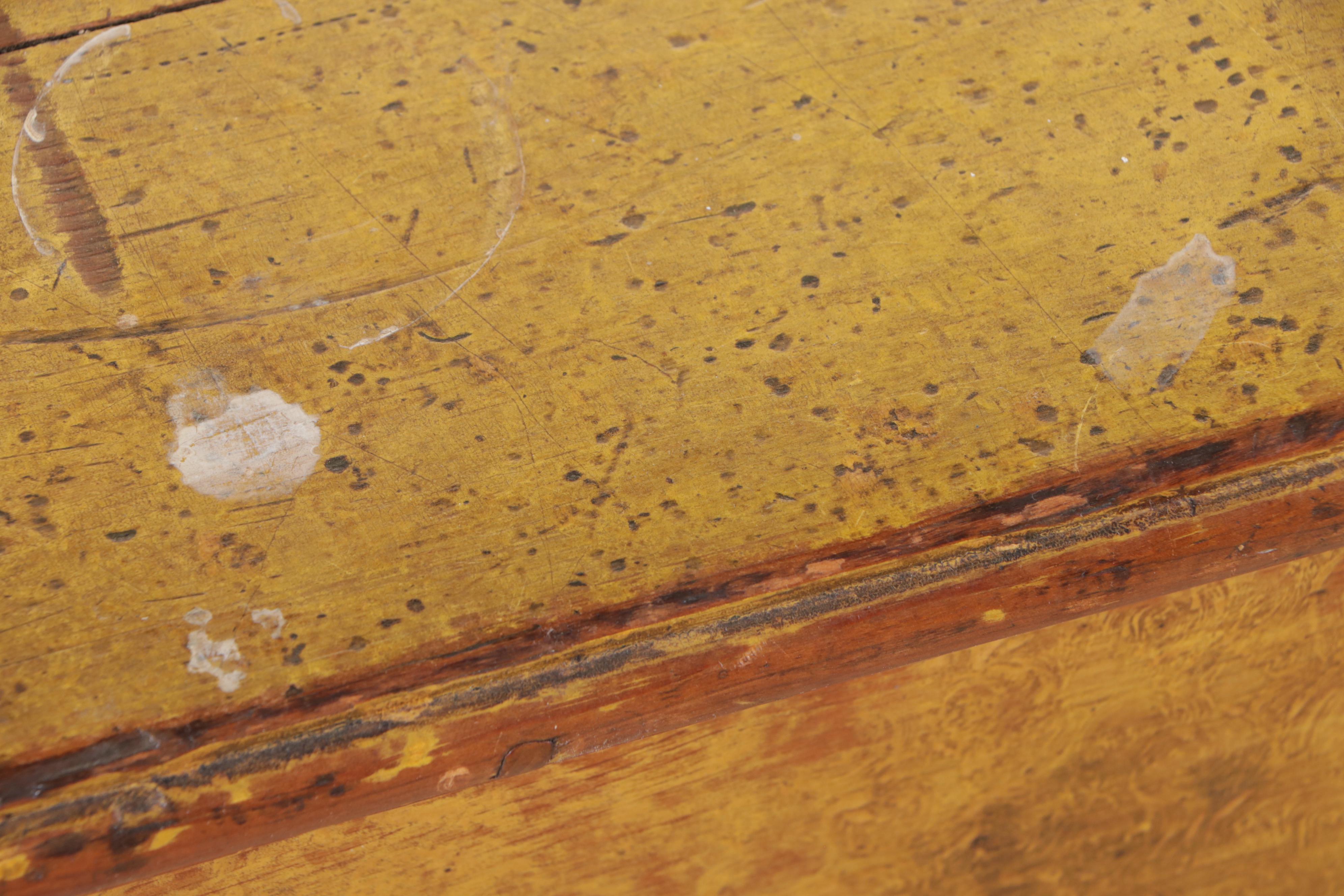 Chippendale Style Mustard Painted Wood Blanket Chest, 19th Century