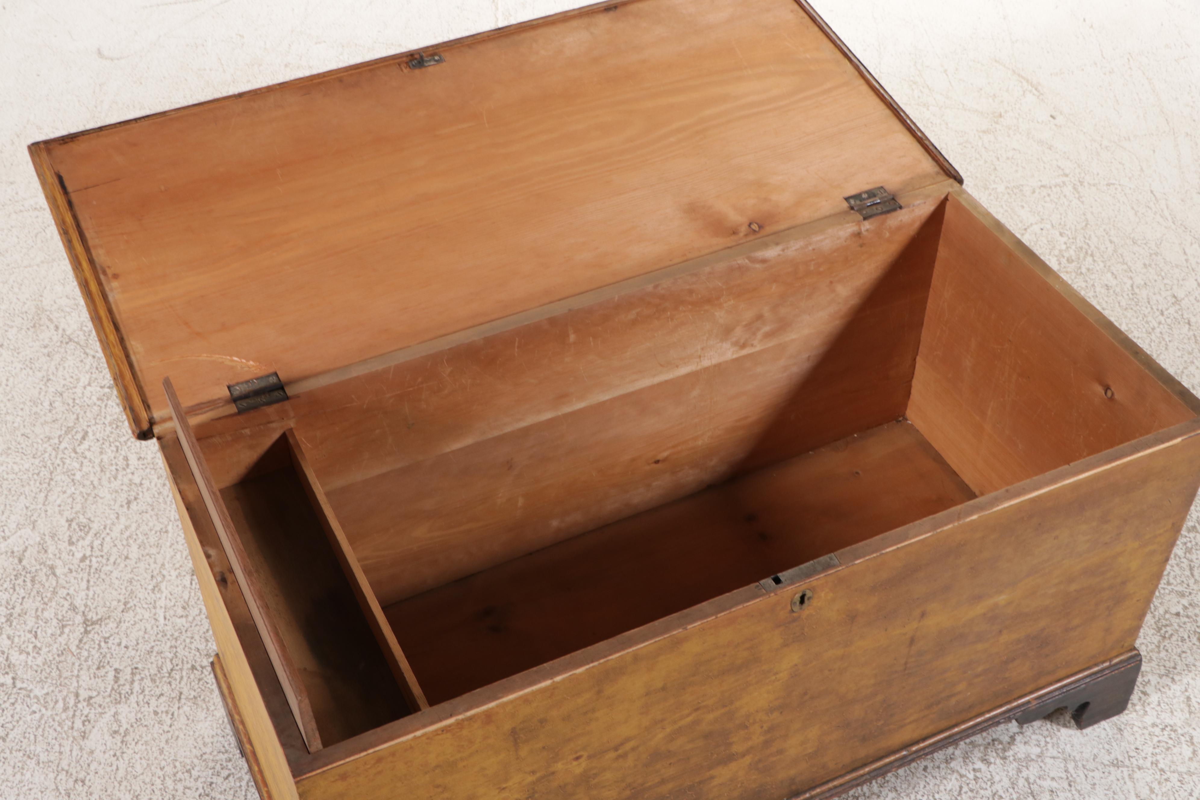 Chippendale Style Mustard Painted Wood Blanket Chest, 19th Century