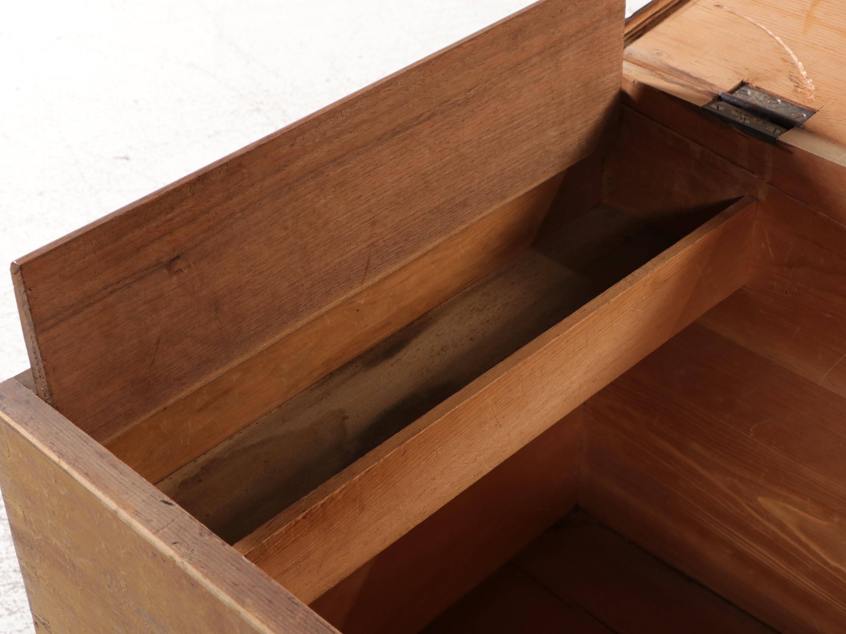 Chippendale Style Mustard Painted Wood Blanket Chest, 19th Century