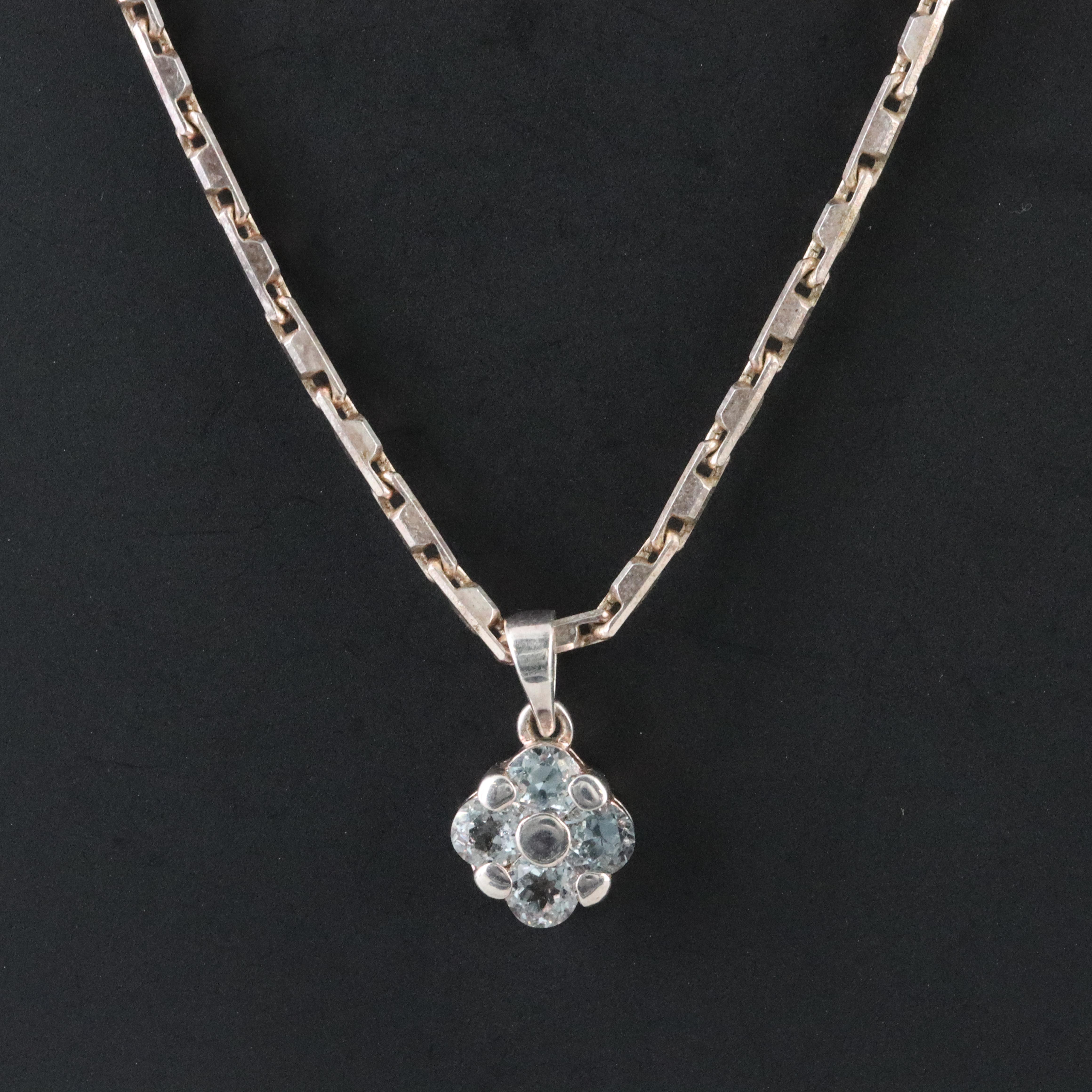 Sterling Blue Topaz Pendant Necklace