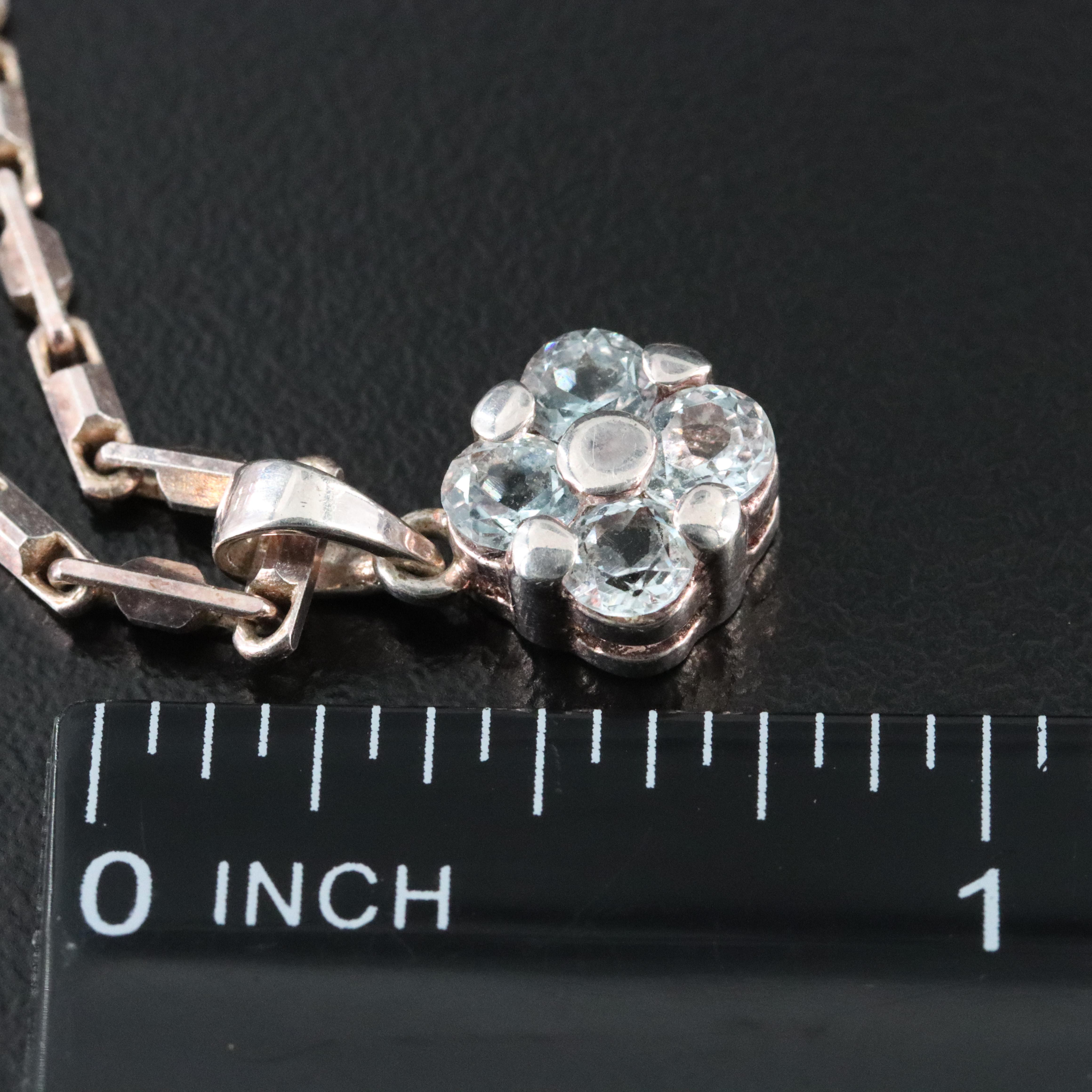 Sterling Blue Topaz Pendant Necklace