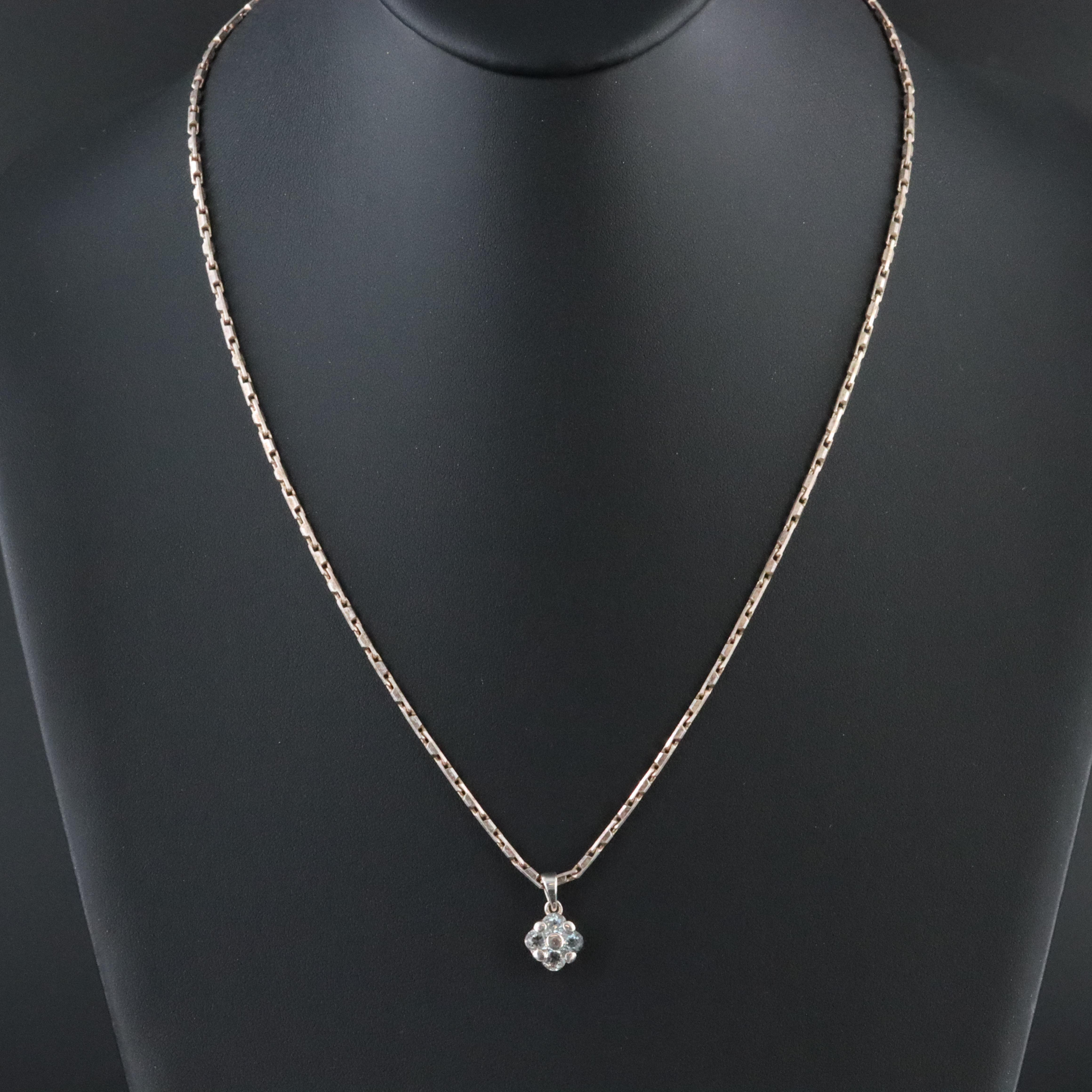 Sterling Blue Topaz Pendant Necklace