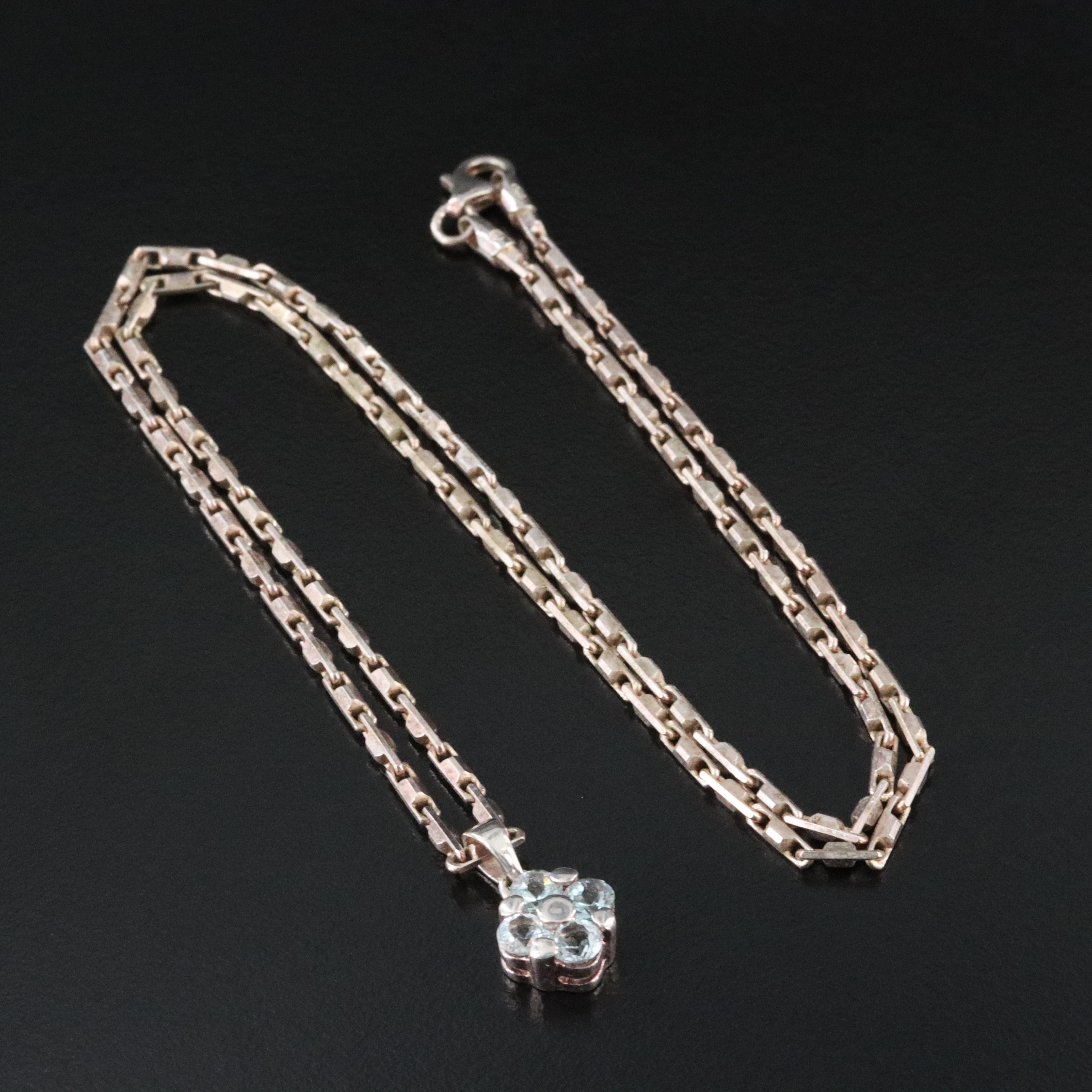 Sterling Blue Topaz Pendant Necklace