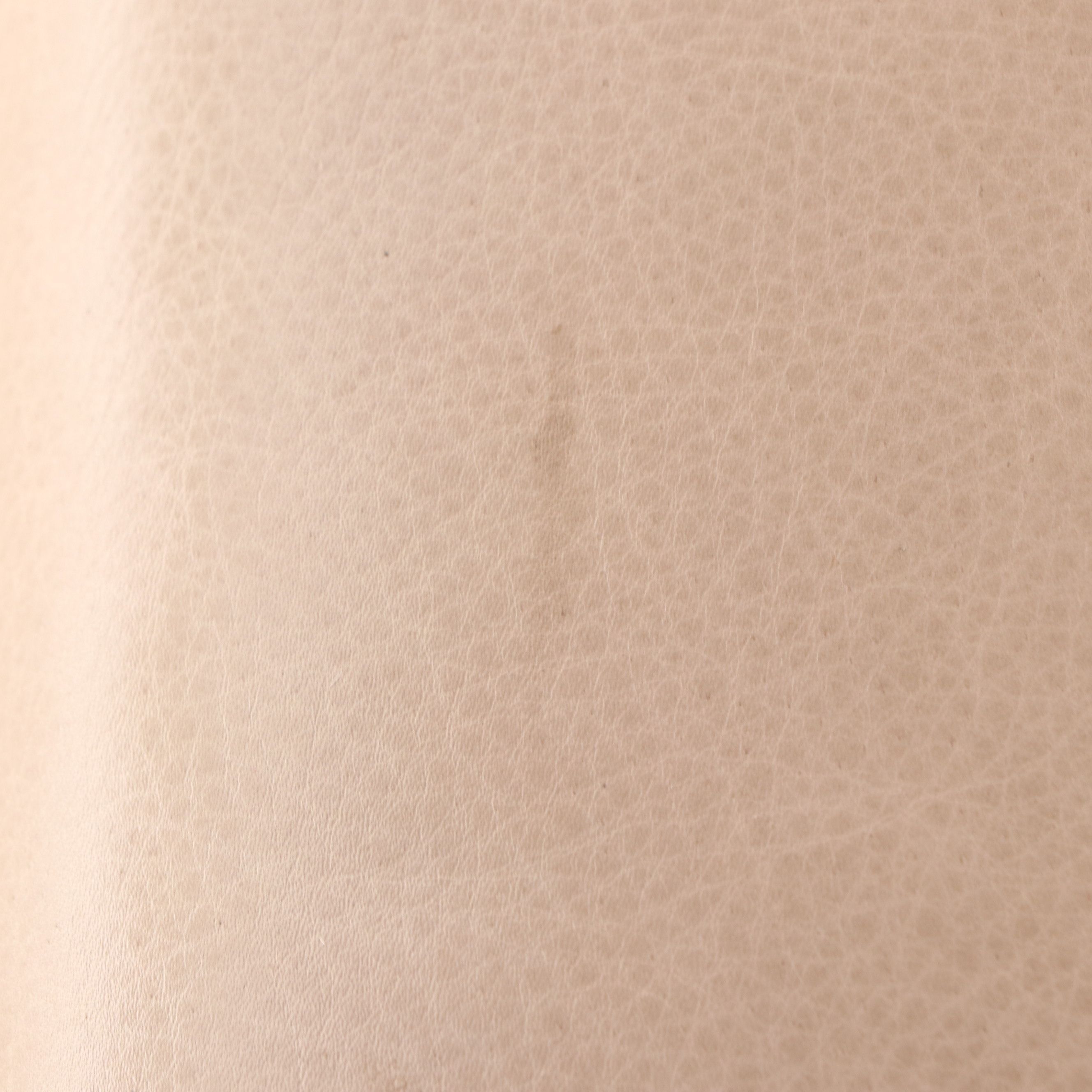 Nailhead Trimmed Beige Leather Ottoman